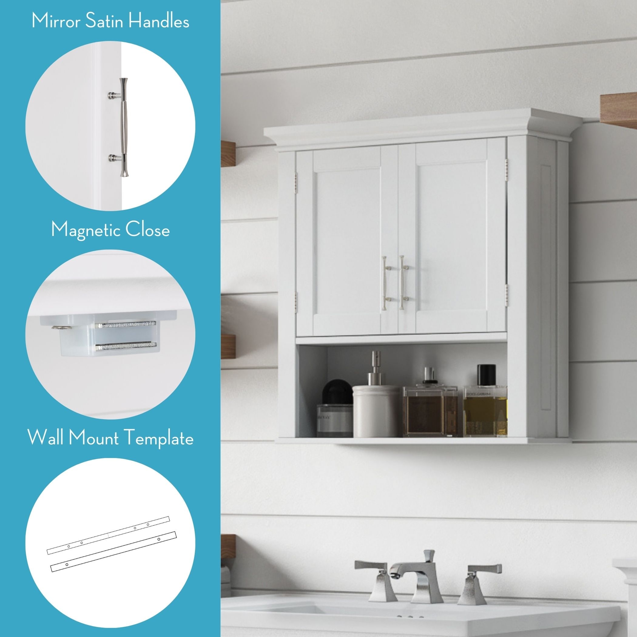 White Bathroom Wall Mounted deals Cabinet