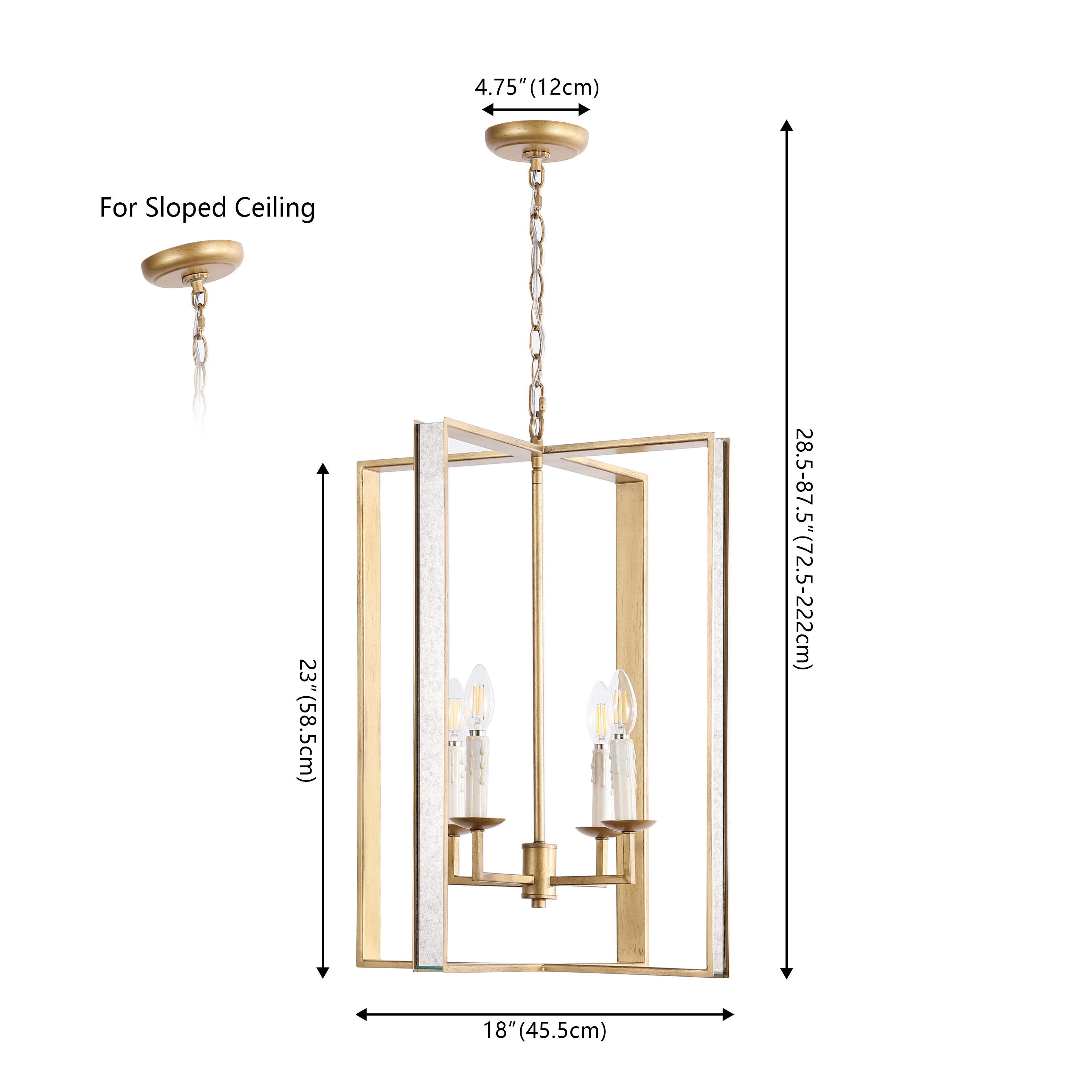 Antique Gold 18" Glass and Metal LED Pendant Light