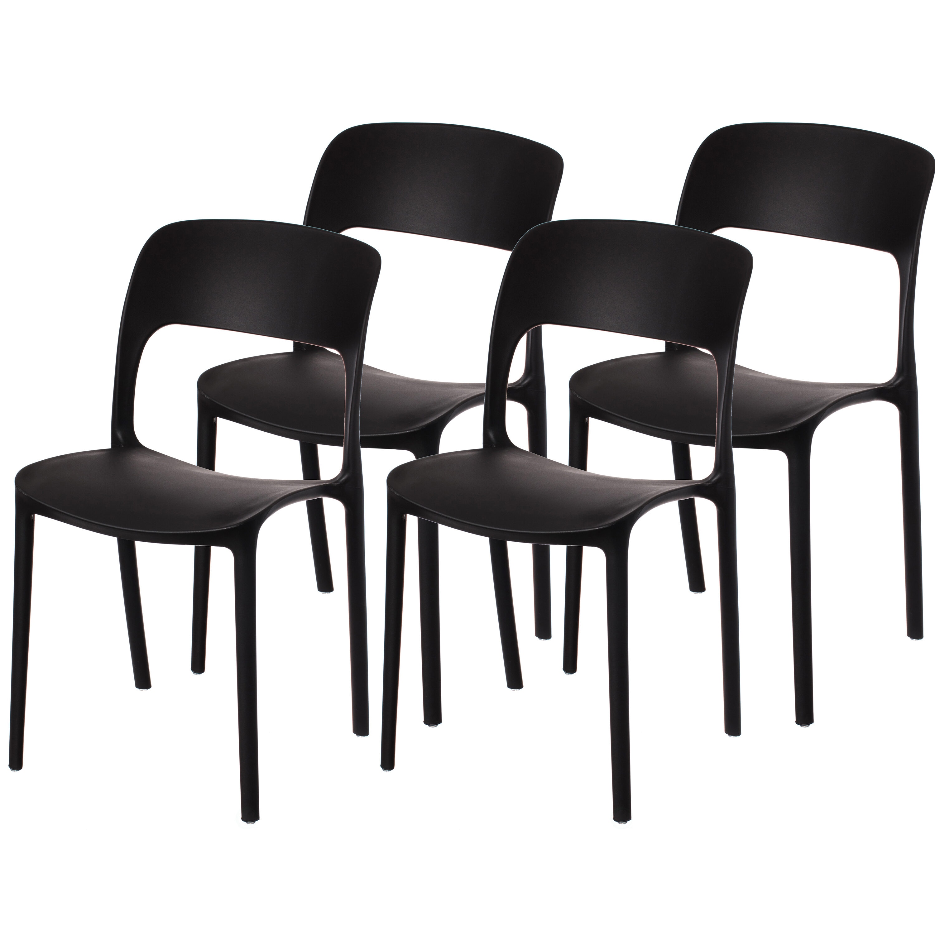 FABULAXE QI004227.BK.4 Set of 4 Contemporary/Modern Dining Side Chair (Plastic Frame)