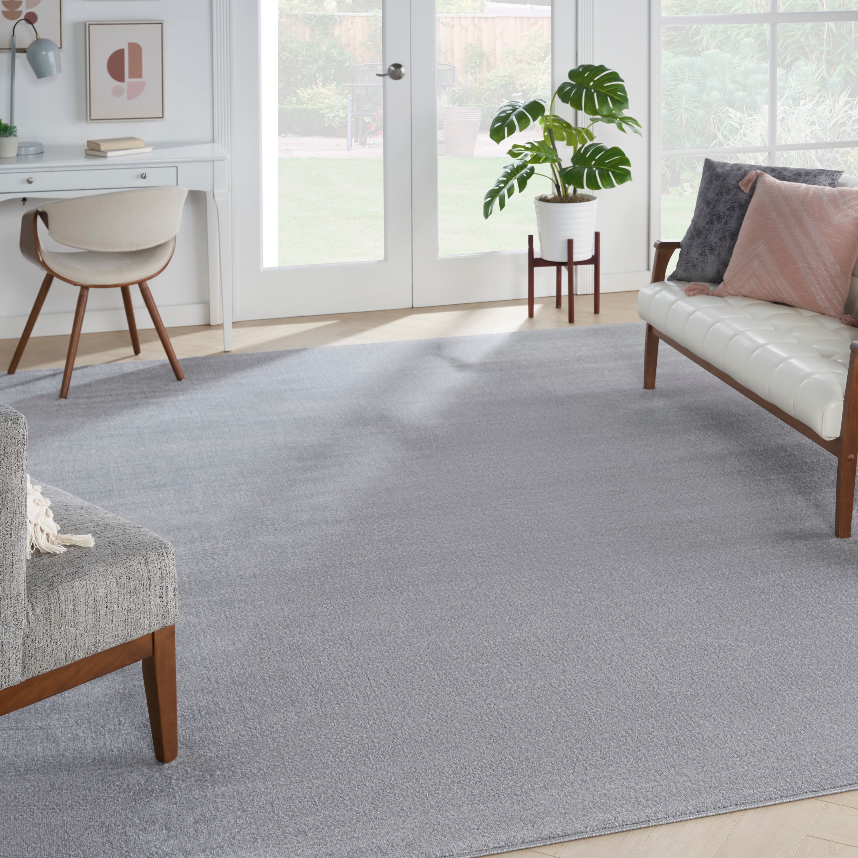 Nourison 099446062345 Essentials 12 x 15 (ft) Loomed Polypropylene Silver Grey Rectangular Indoor/Outdoor Solid Area rug