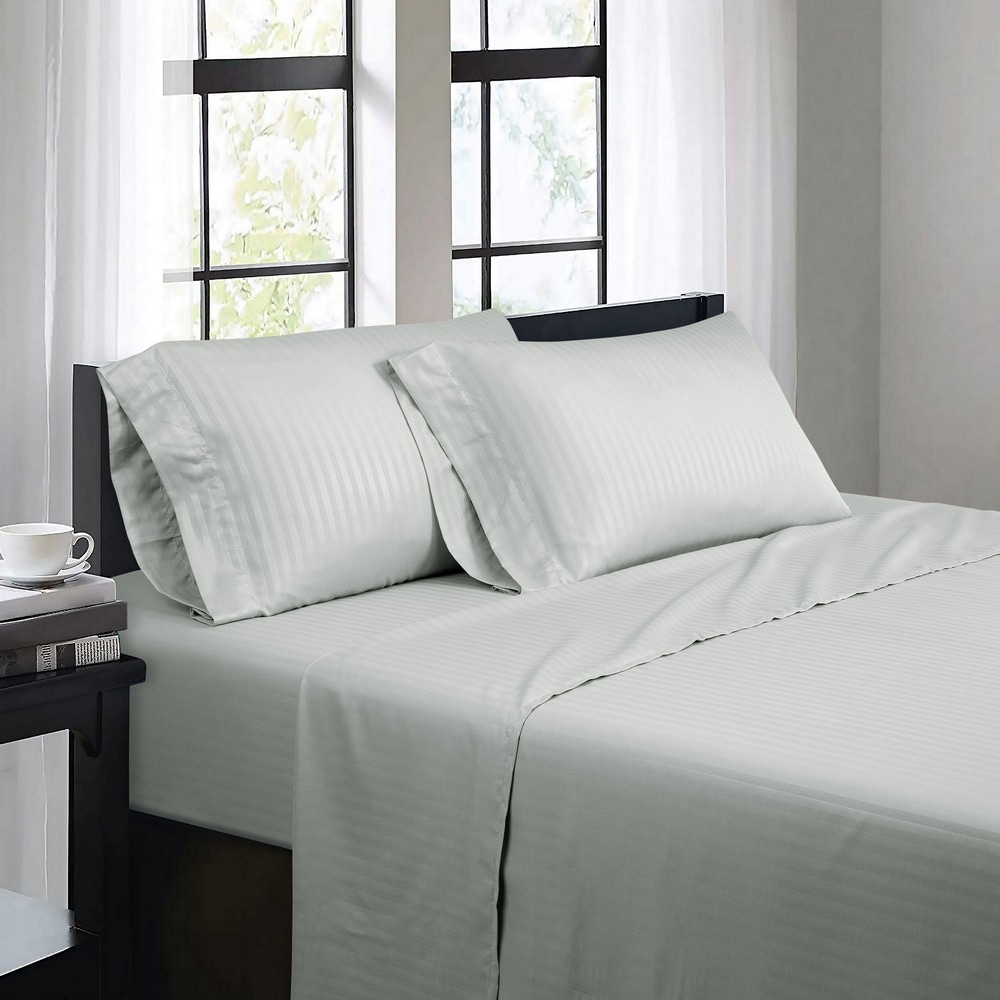 Bibb Home King 1500 -Thread Count Microfiber Light Grey 4 -Piece Bed Sheet Set