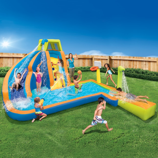 Banzai Hyper Drench 8-in-1 Giant Inflatable Water Slide Splash Park ...