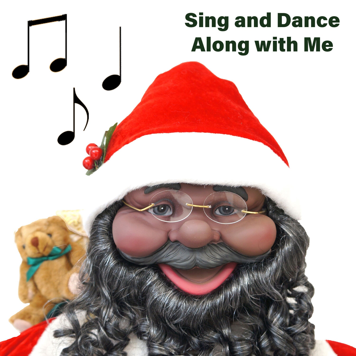 Life-Size Red Velvet Dancing Santa with Teddy Bear