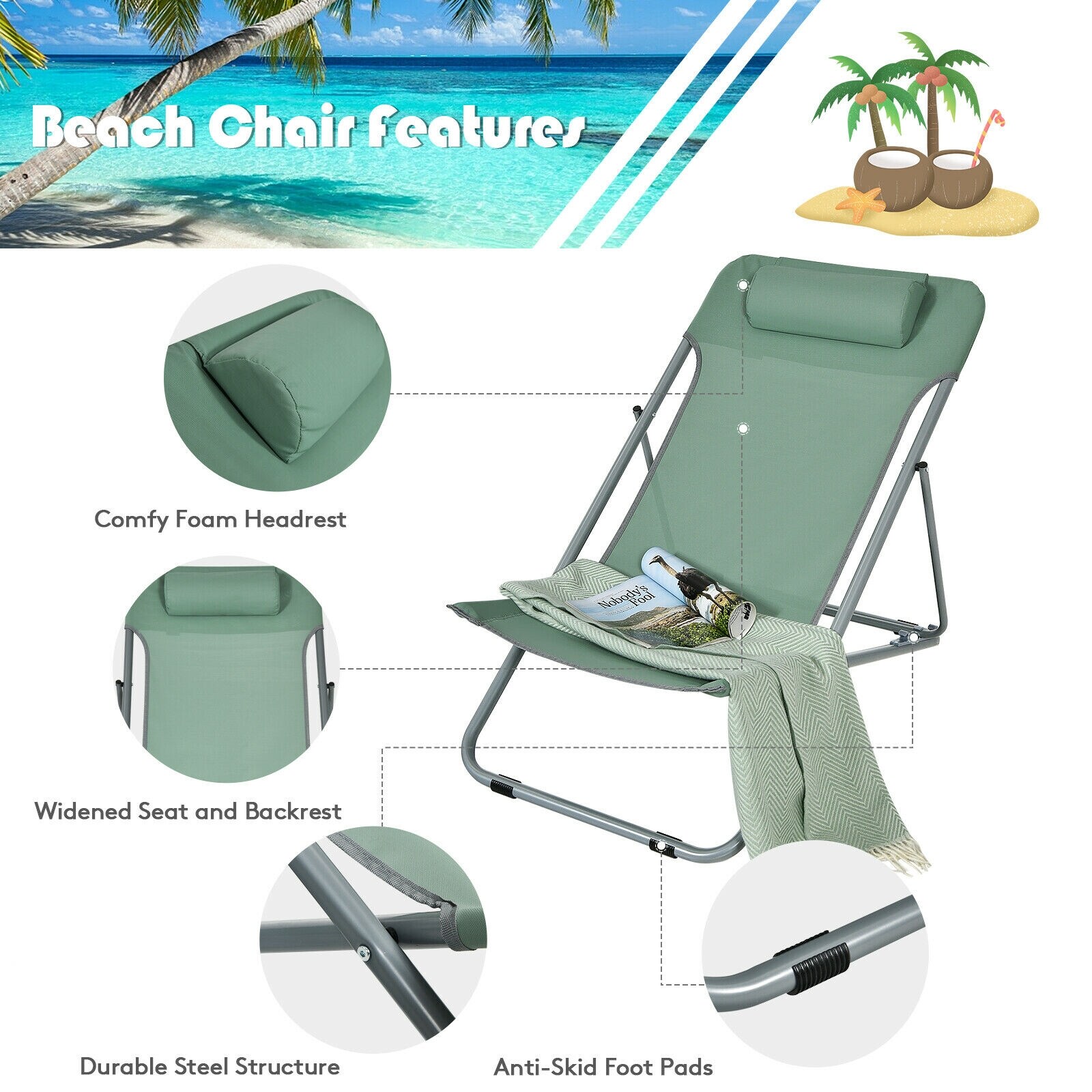 LIVIZA TDJ10013GN-2 Beach-Camping-Chairs - View #3