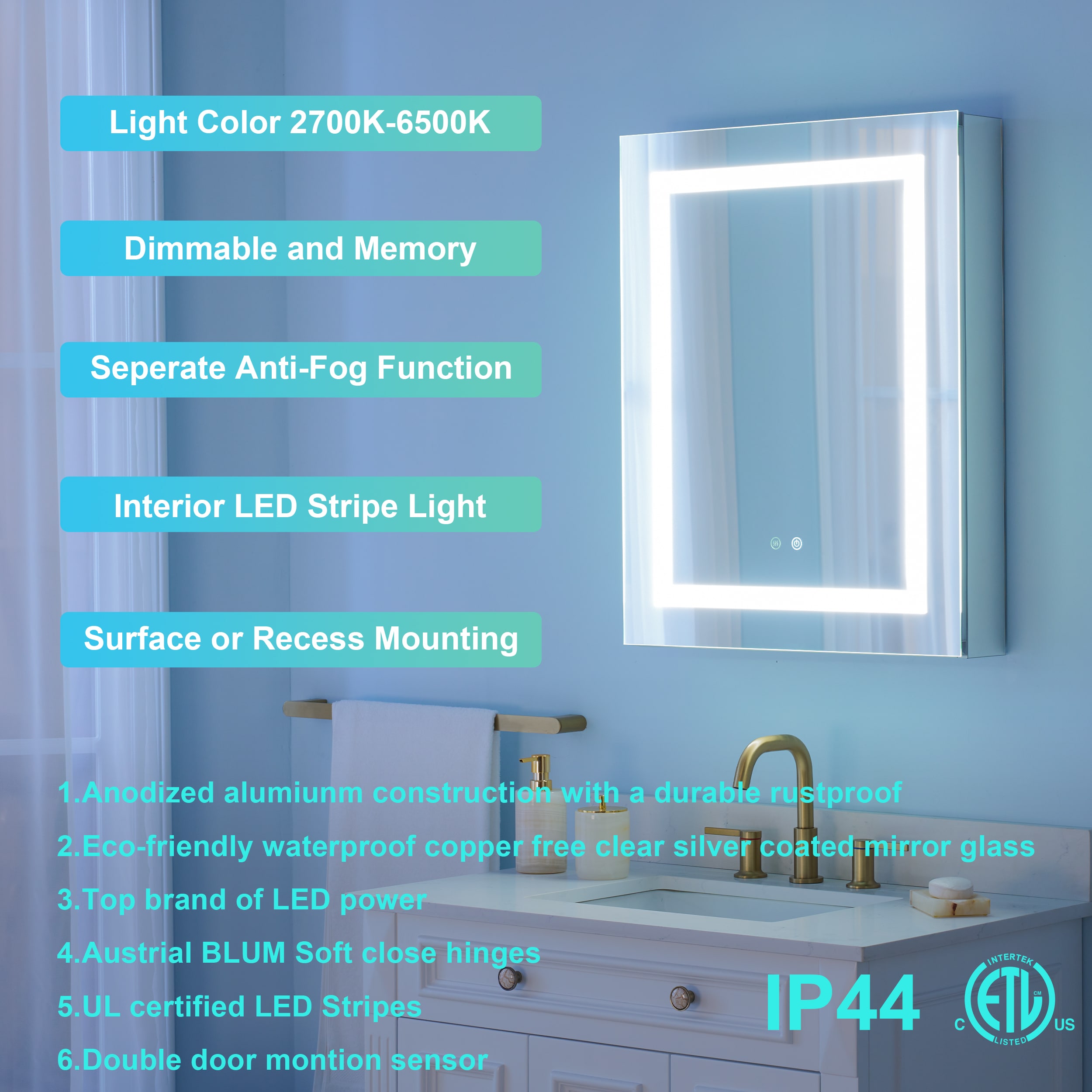 WELLFOR W3MCL2430R Bathroom-Medicine-Cabinets - View #8