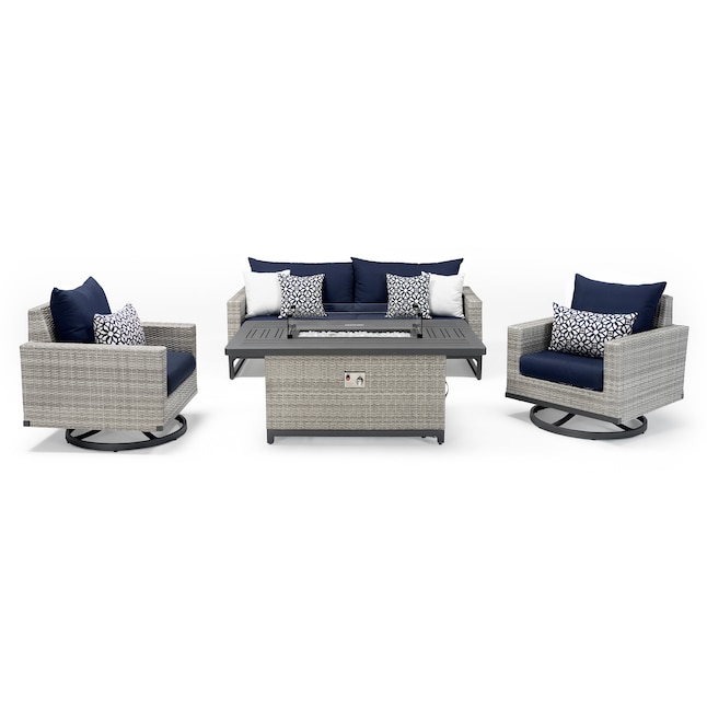 Rst Brands Milo 4 Piece Wicker Patio, 4 Piece Outdoor Wicker Furniture Set With Charcoal Cushions