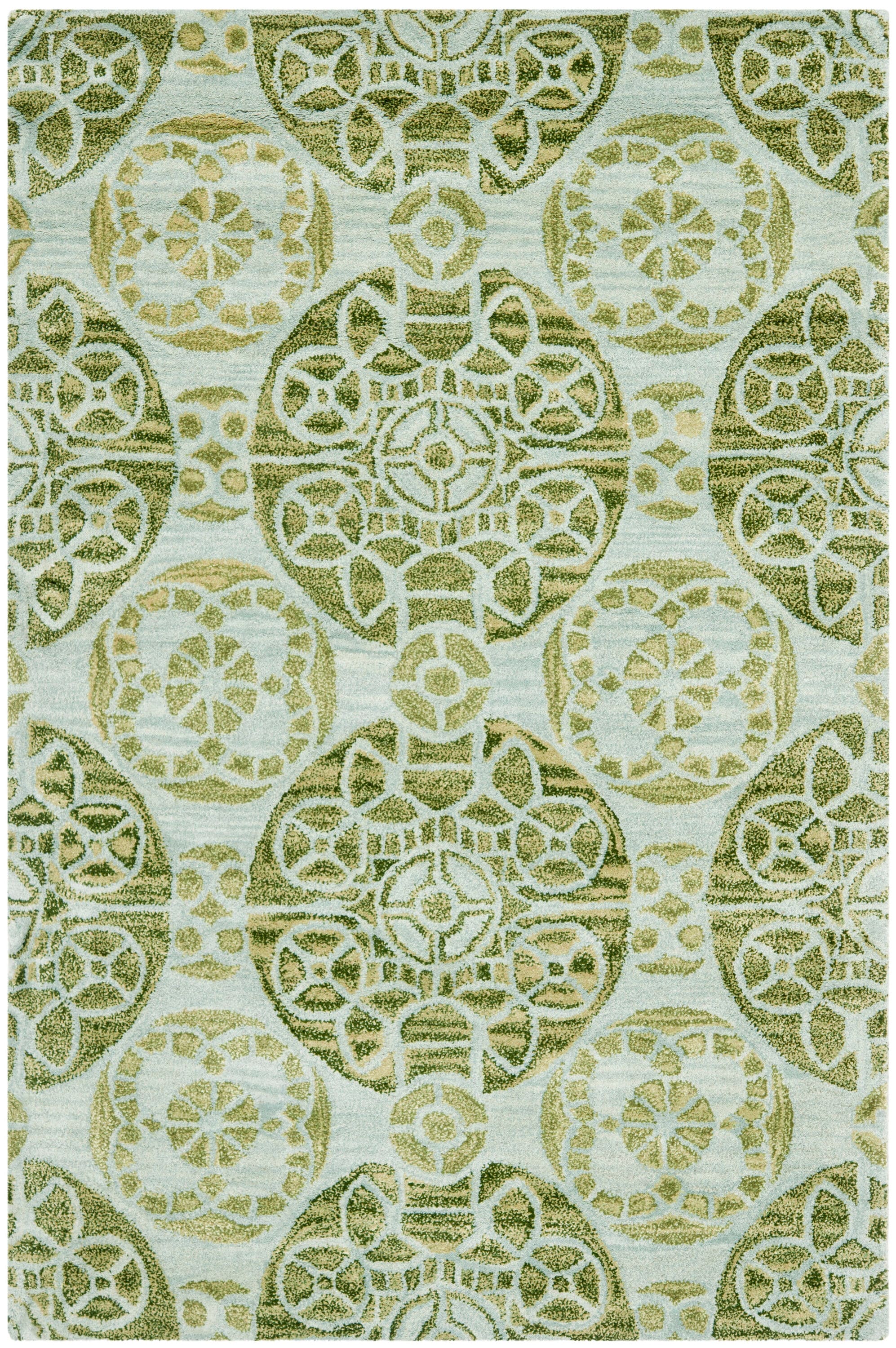 Safavieh WYD376K-5 Wyndham Hutton 5 x 8 (ft) Tufted Wool Turquoise/Green Rectangular Indoor Abstract Bohemian/Eclectic Area rug