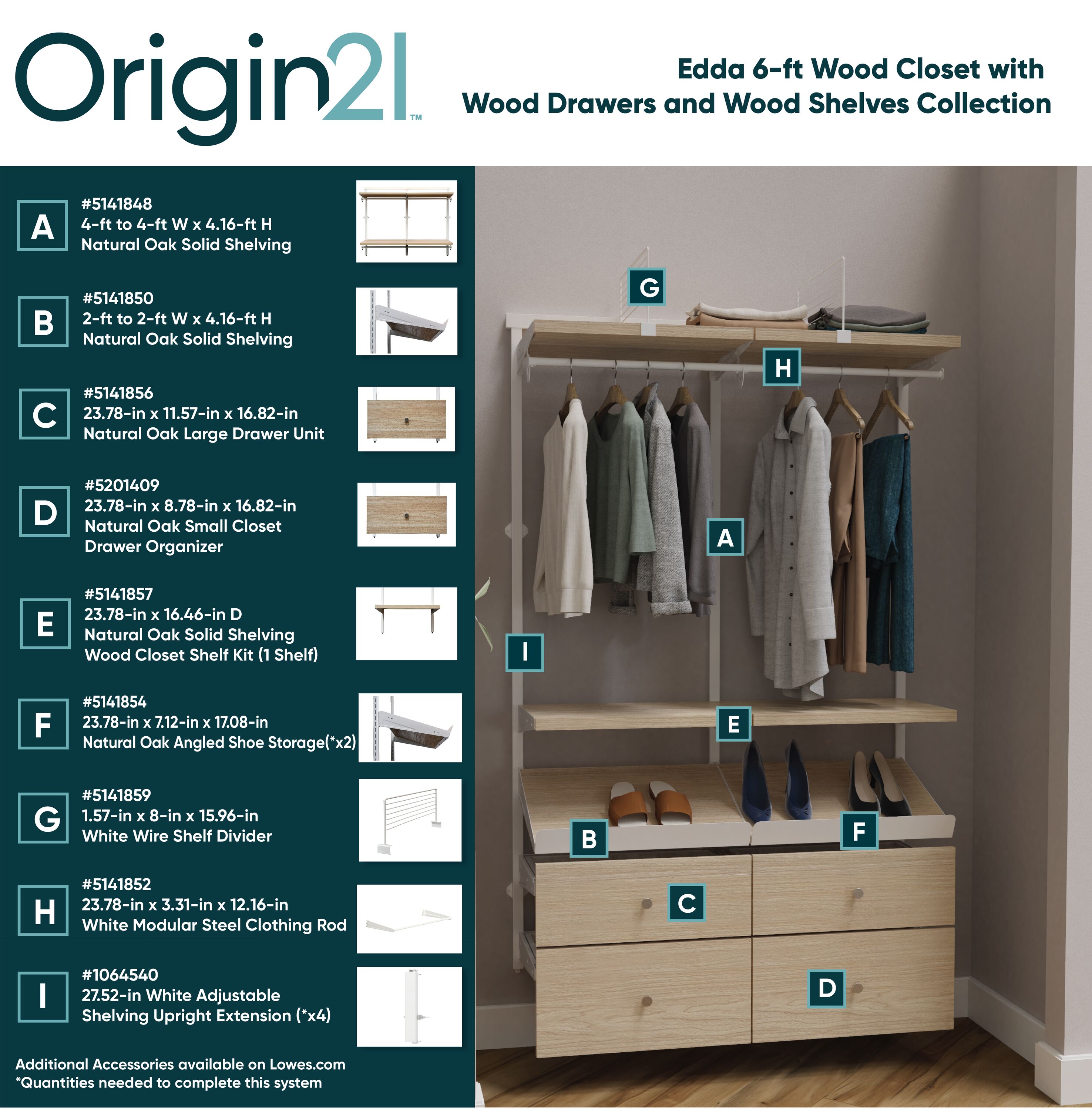 Origin 21 WD4KIT-16-OAK Wood-Closet-Kits - View #13