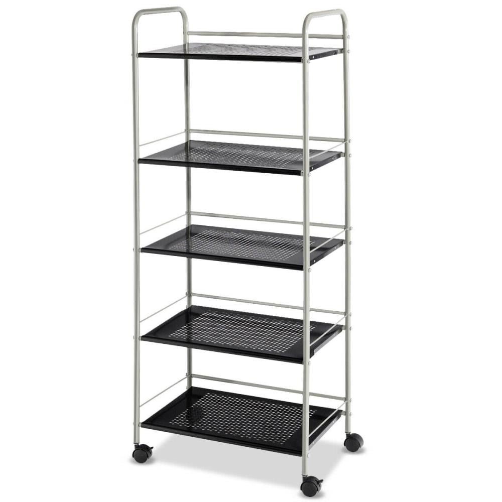 Shelving Rack 3 Tier Shelf Shelves w/Rolling Wheel Kitchen Storage Utility Cart 
