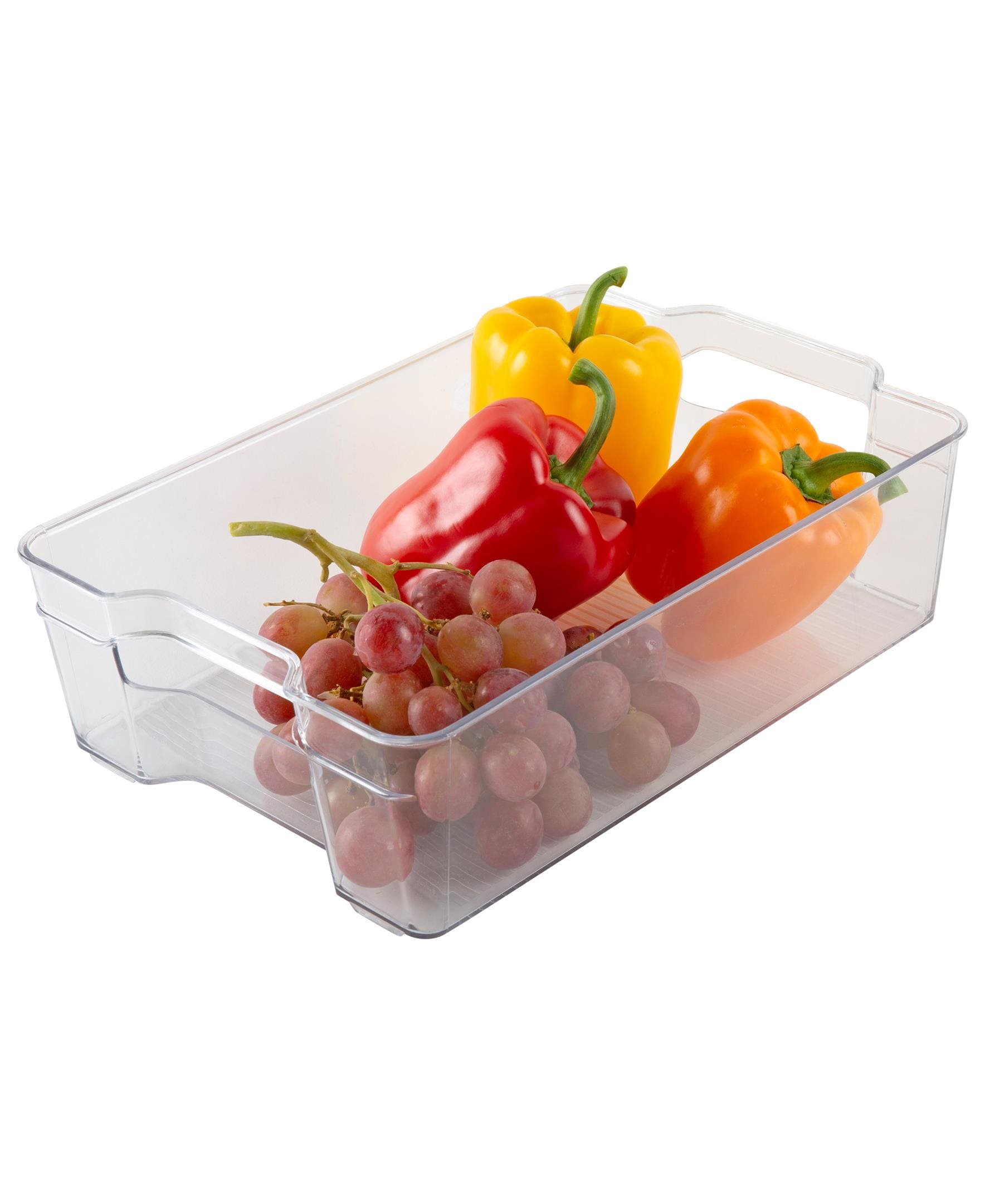 Clear Organizer Bins With 3 Removable Dividers Snack Vegetable