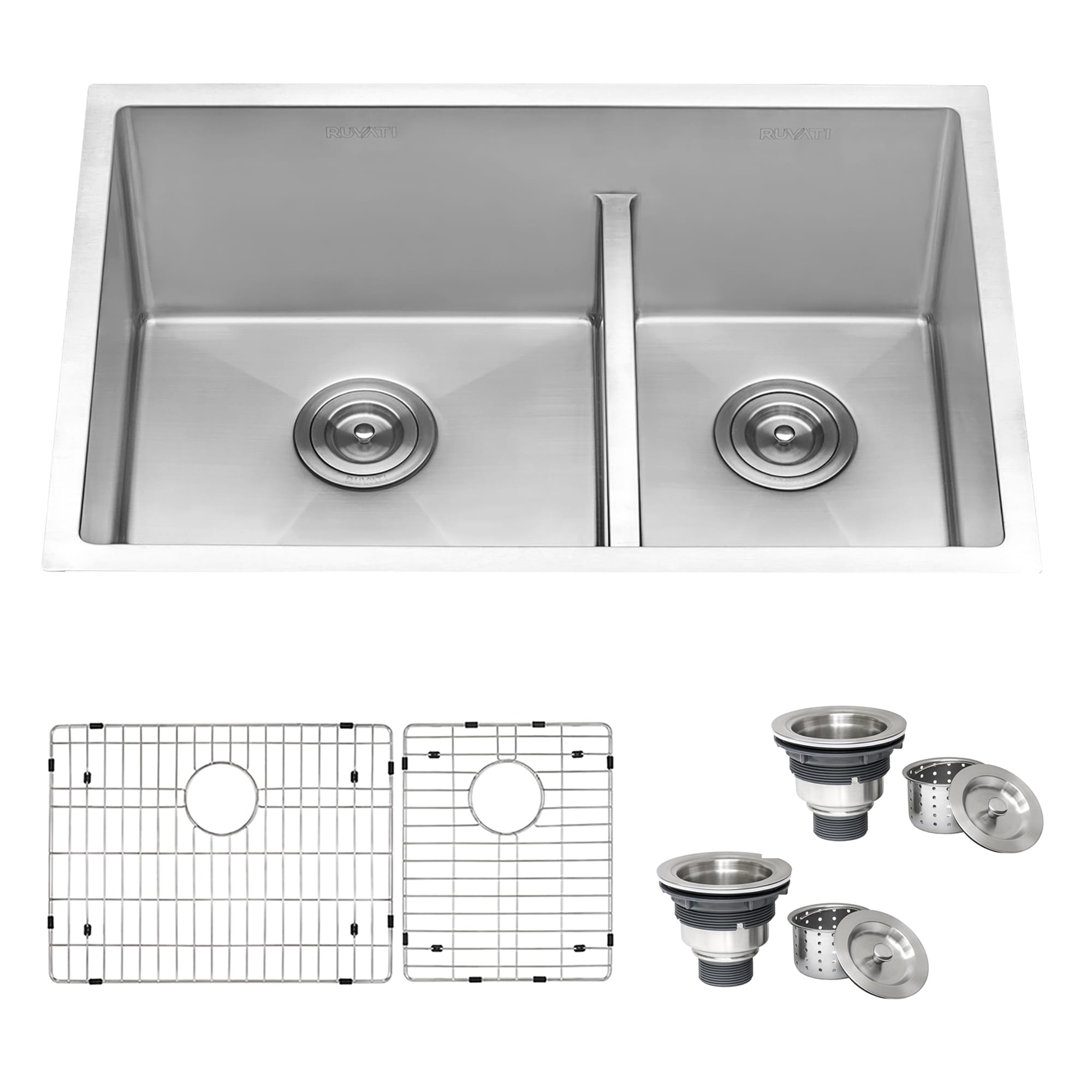 Ruvati Gravena Undermount 28 In X 19 In Stainless Steel Double Offset Bowl Kitchen Sink In The Kitchen Sinks Department At Lowes Com