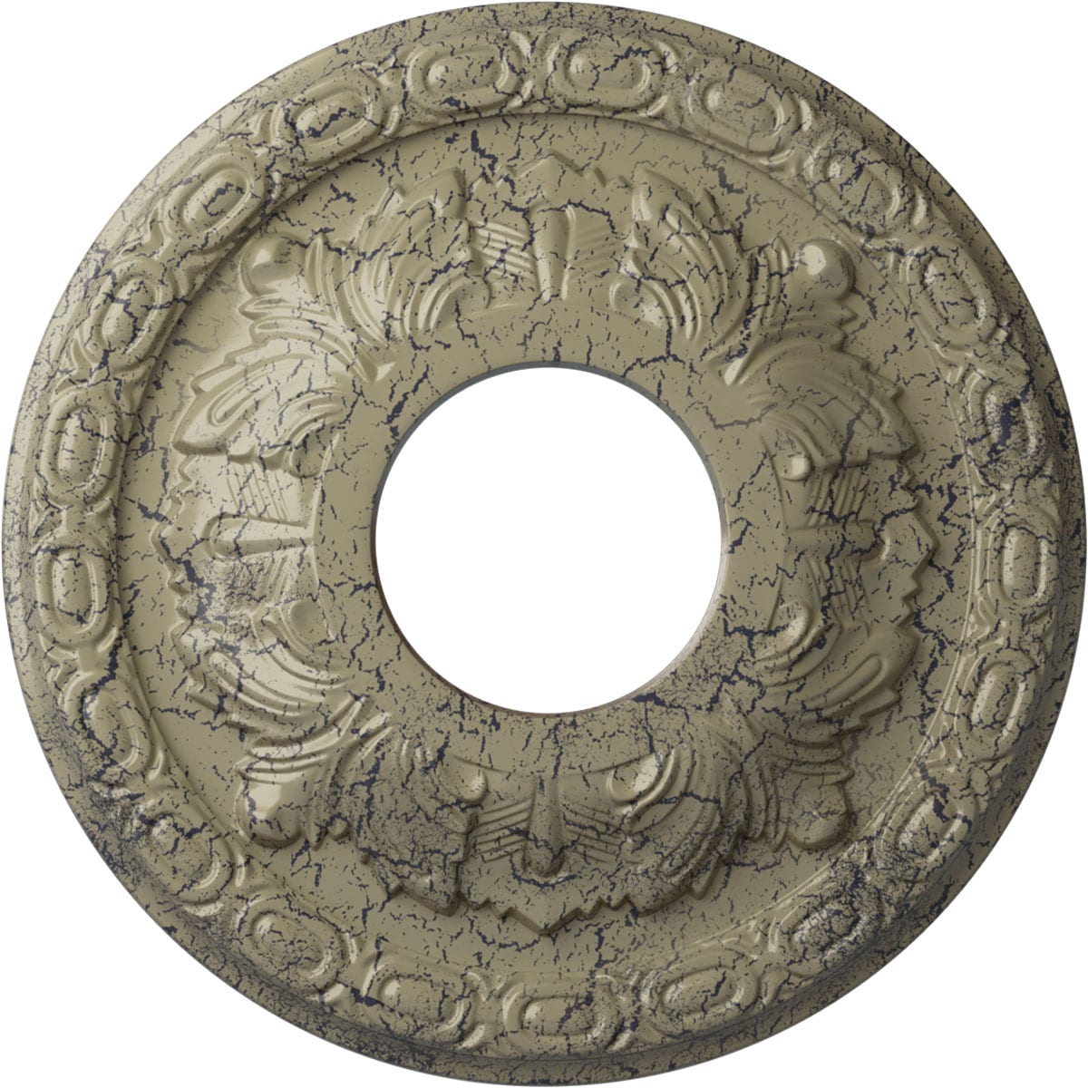 Ekena Millwork CM11LFCSC Leaf 11.375-in W x 11.375-in L Painted Castle Stone Crackle Polyurethane Whole Ceiling Medallion