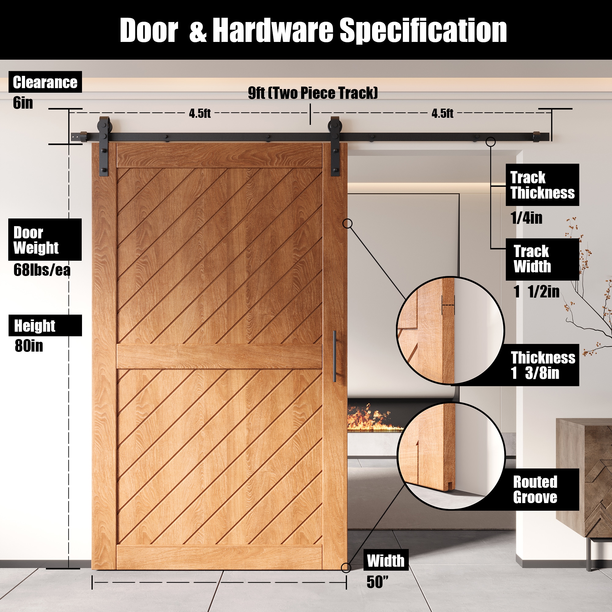 HOMACER YT1H108C-XT1-5080-EA Barn-Doors - View #2