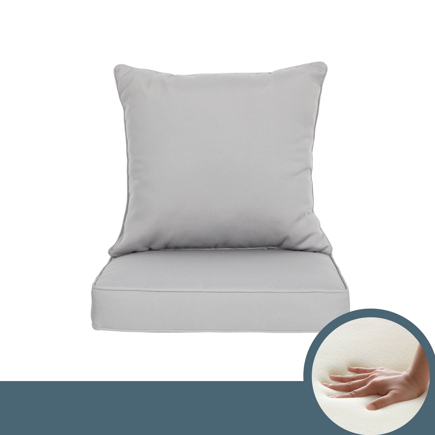 Artplan AP-N74Y-2FR Deep Seat Cushion with Backrest Set - All-Weather Outdoor Sofa Cushions for Sectionals( Polyester Fabric Waterproof) High-resilience Foam for Patio Backyard Garden