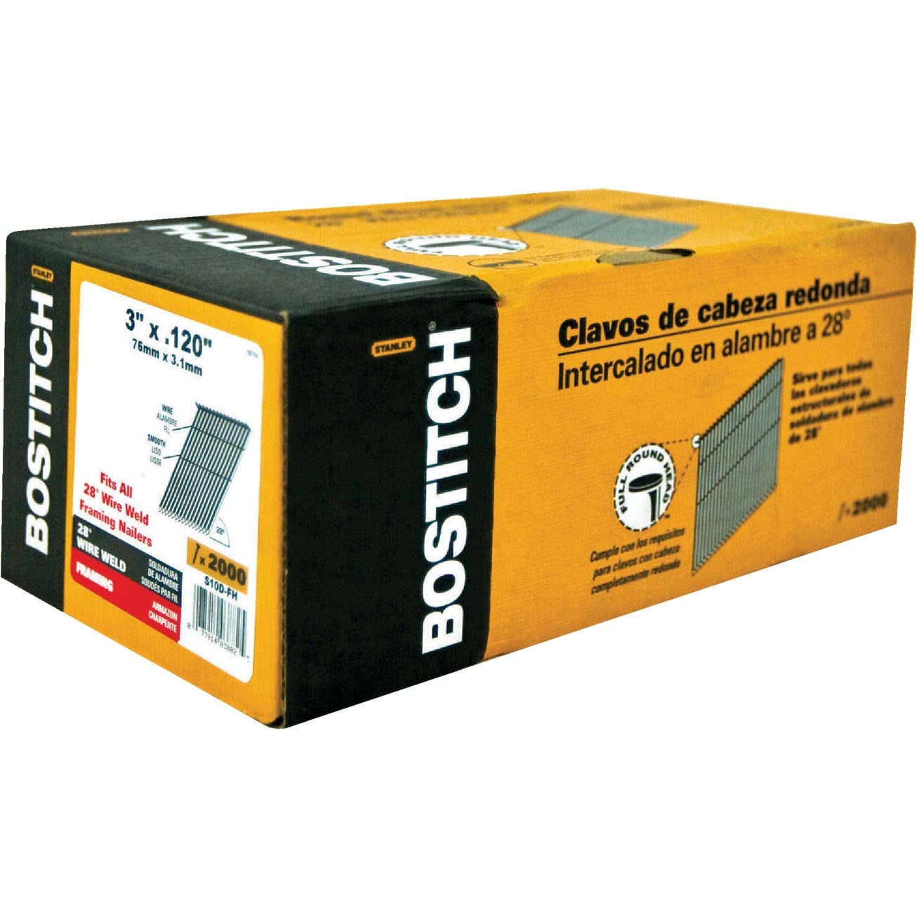 Bostitch  S10D-FH 28 Degree 3 in x .120 in Wire-Weld Framing Nails 2000/Box (5-Pack)