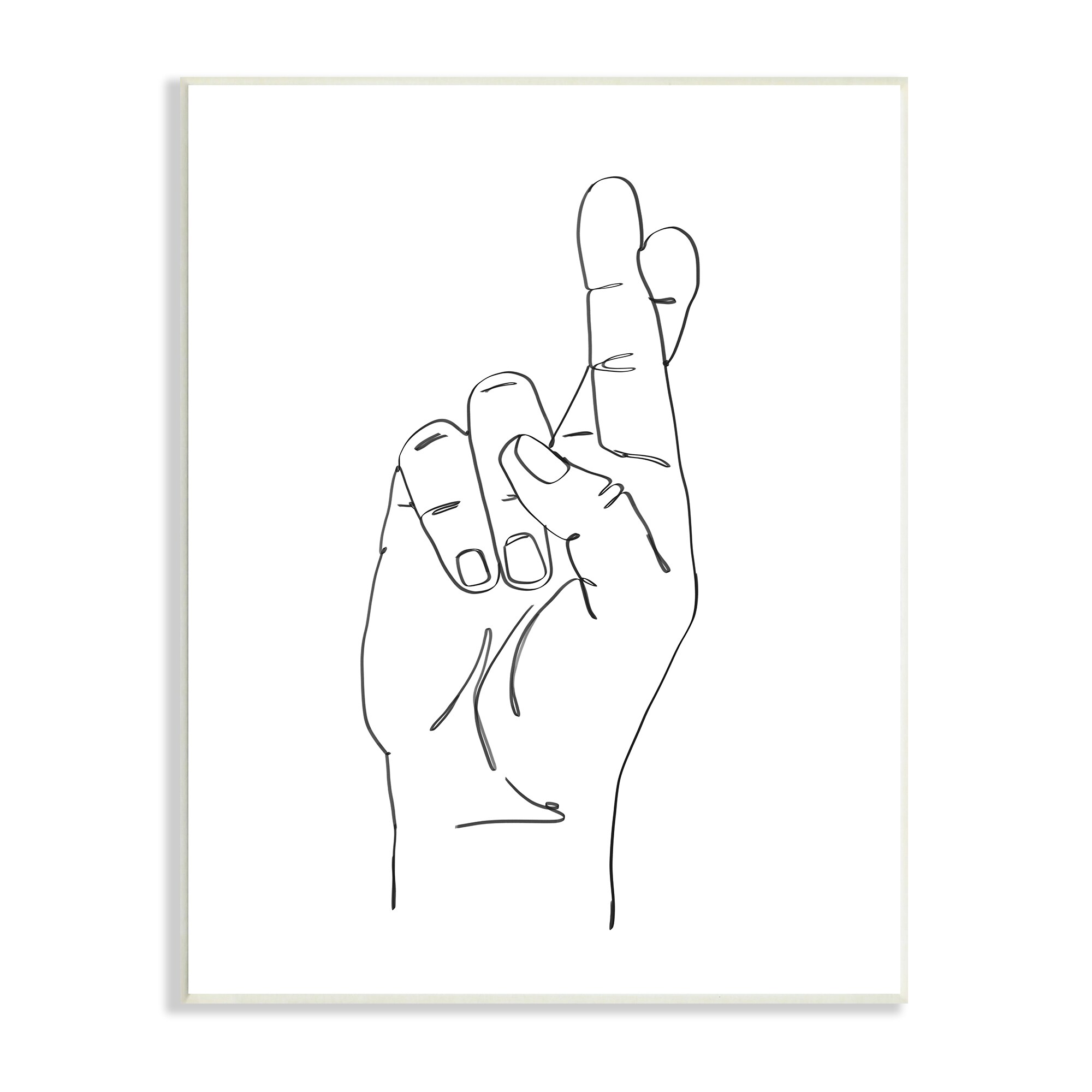 Hand with Fingers Crossed Minimal Line Drawing Ziwei Li 15-in H x 10-in W Figurative Print in Black | - Stupell Industries AE-756-WD-10X15