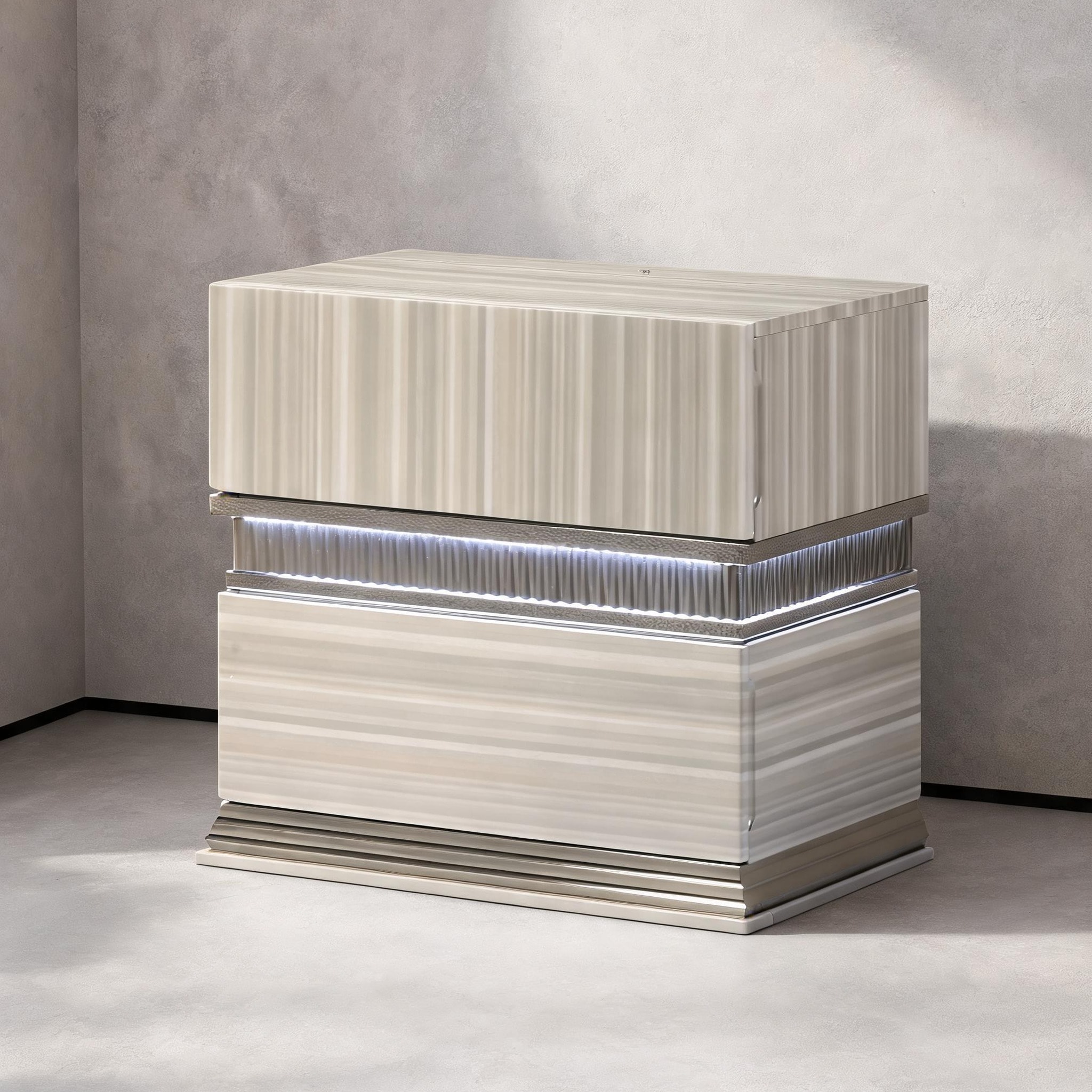 SunJet Modern 2-Drawer Nightstand with LED Lighting in Gray-Toned Wood ...