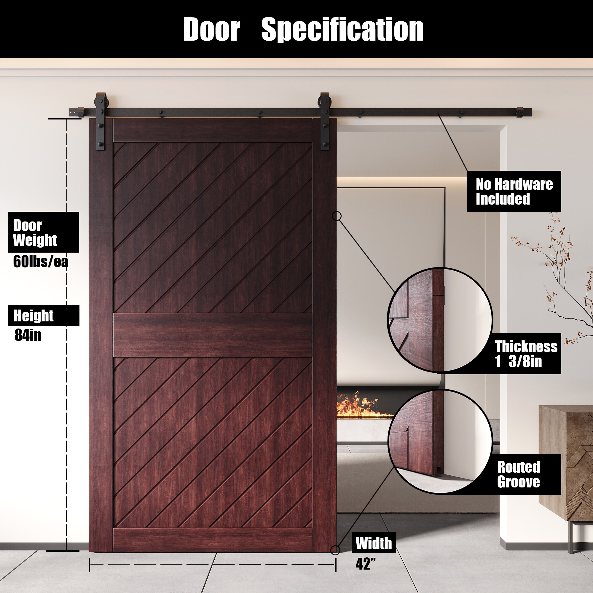 HOMACER XT1-4284-RD Barn-Doors - View #2