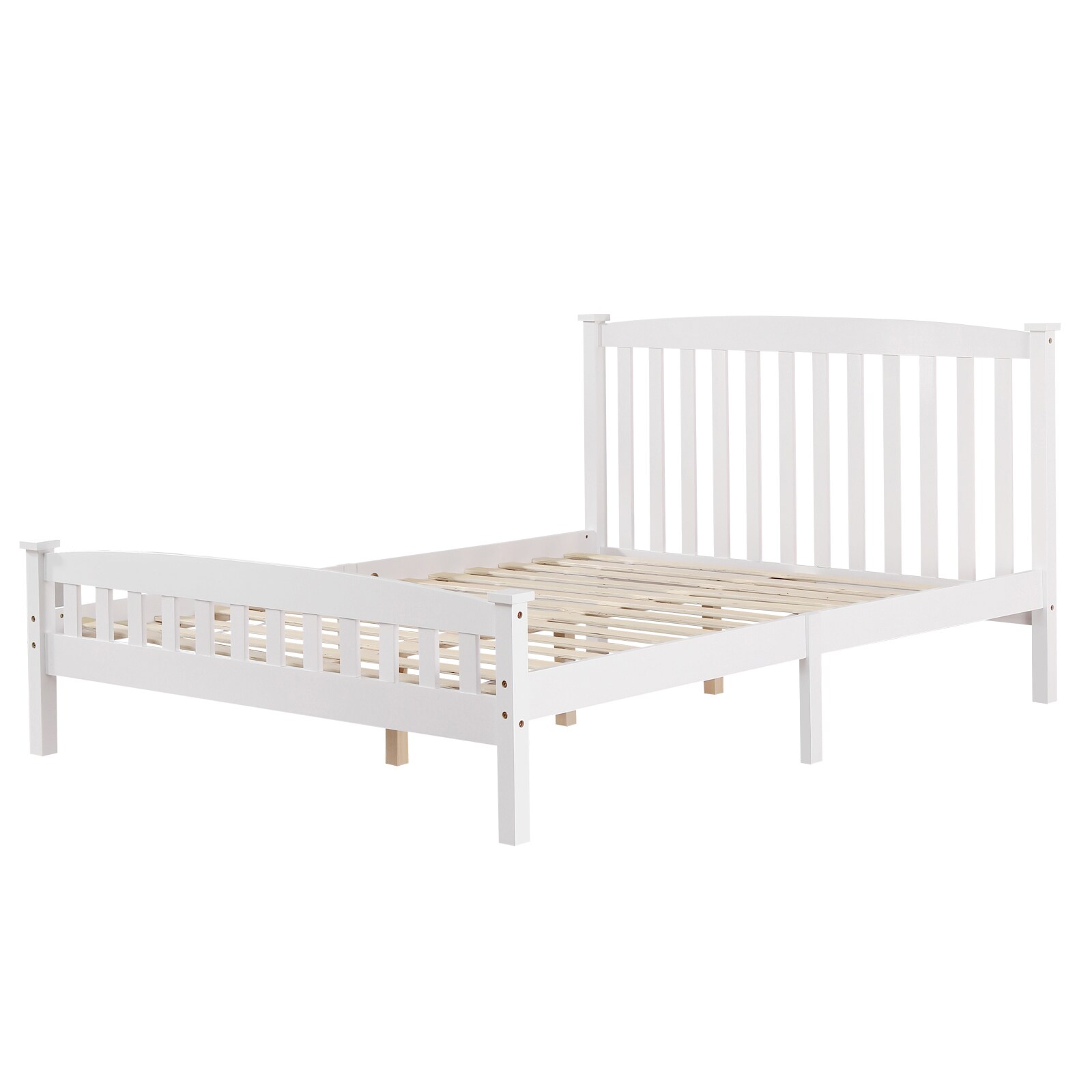 Winado Contemporary White Queen Bed Frame with Wood Headboard and ...