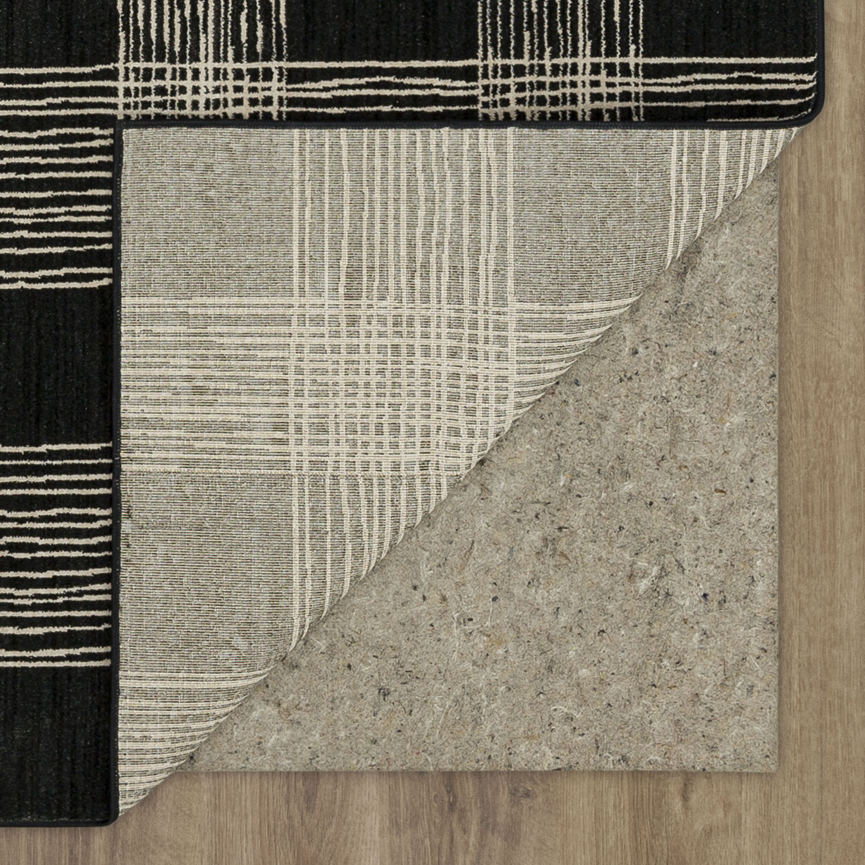 Modern Abstract Black Geometric Synthetic Area Rug
