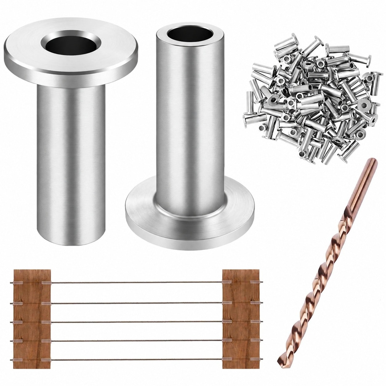 Aoibox  80 Pack T316 Stainless Steel Protector Sleeves for 1 8 Inch Wire Rope Cable Railing Systems