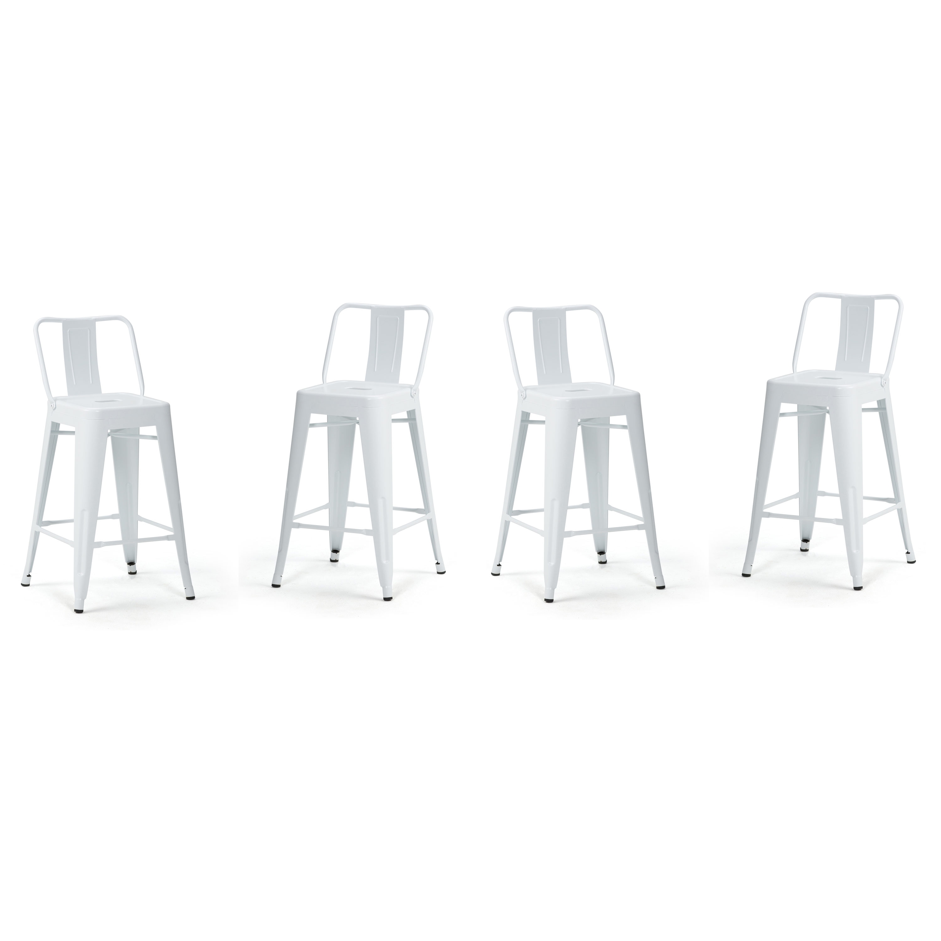 Simpli Home AXCRAY24-04-WH Rayne Set of 4 White 24.02-in H Counter height Metal Bar Stool Back