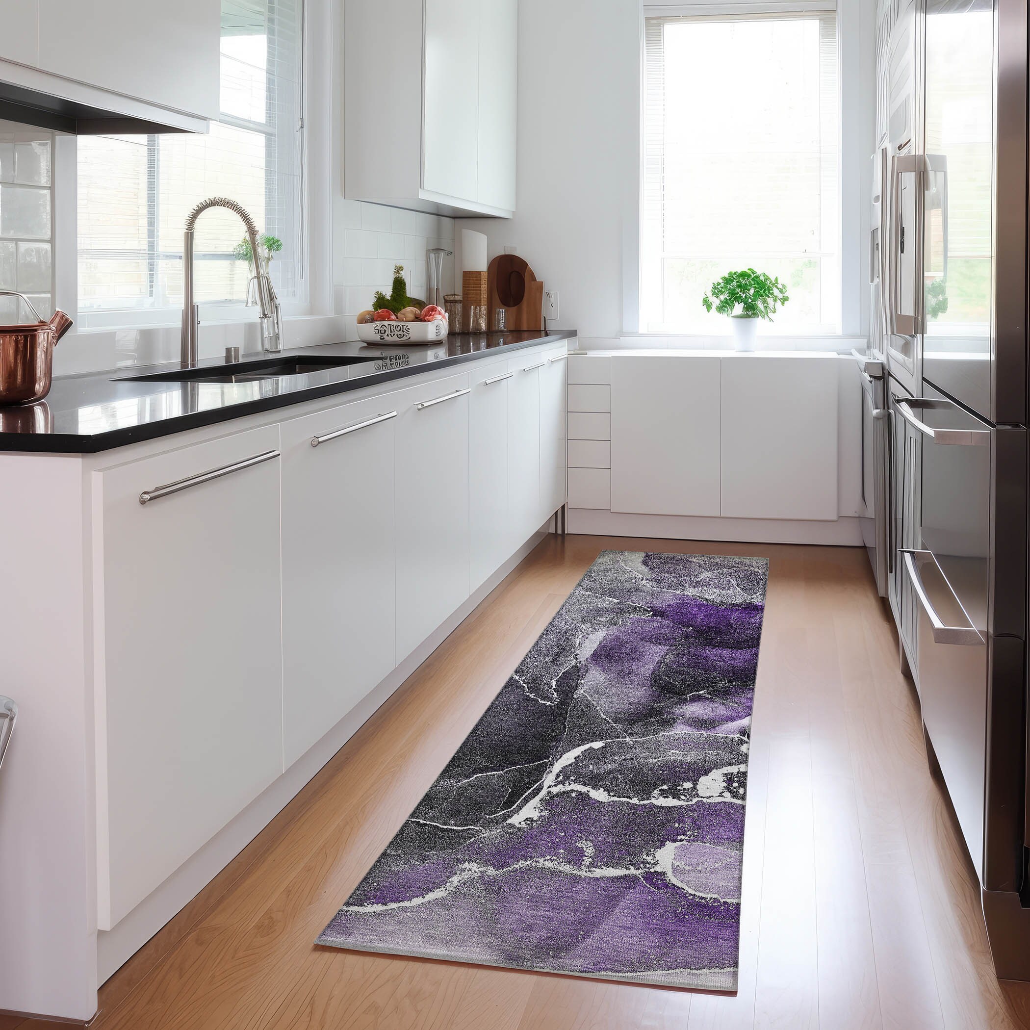 Addison Rugs ACN503PP2X8 Chantille ACN503PP 2 x 7 (ft) Polyester Purple Rectangular Indoor/Outdoor Abstract Machine washable Area rug