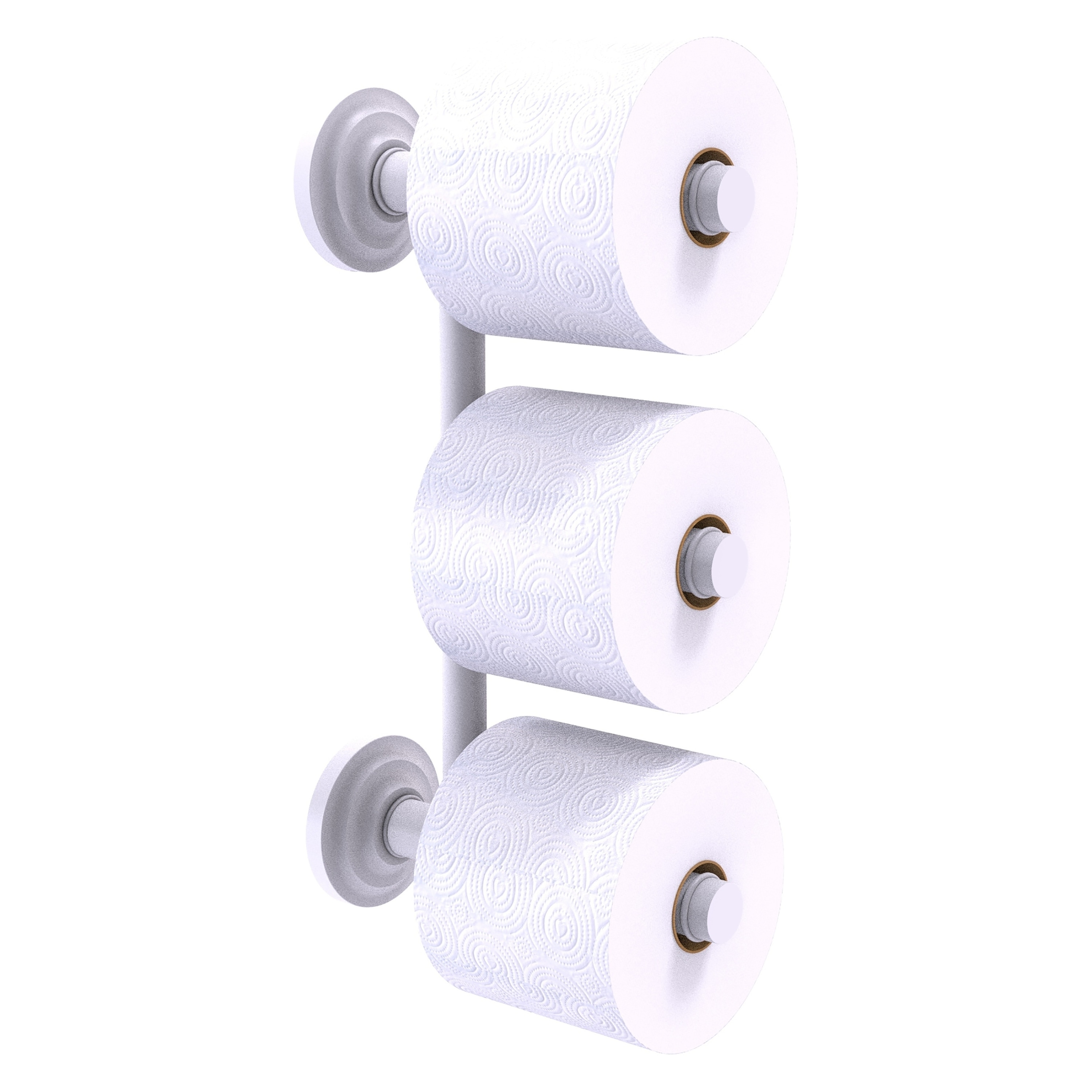 Allied Brass QN-24-3-WHM Que New Matte White Wall mount Double post Toilet Paper Holder 3 -Rolls with Storage