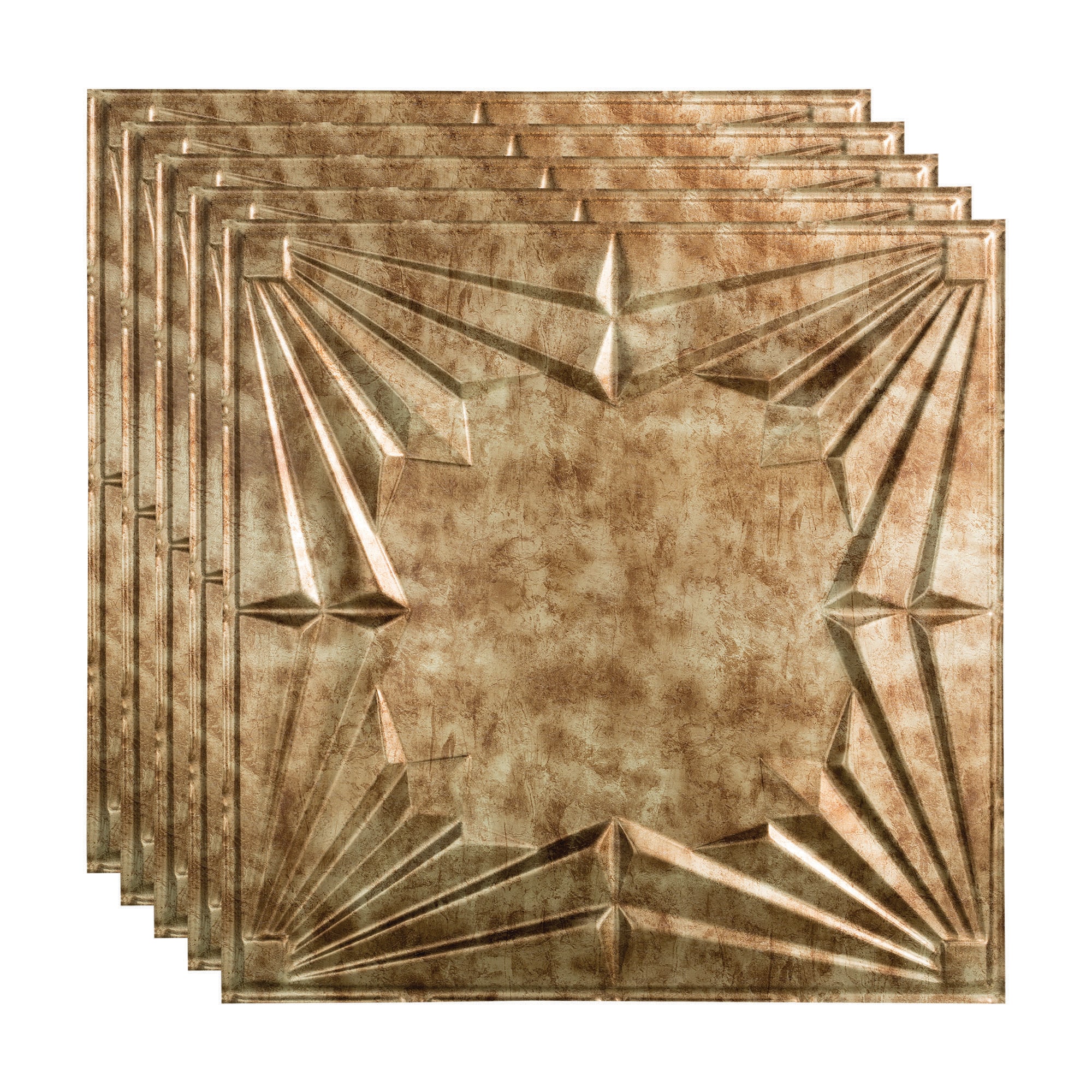 Fasade PL5817 2-ft x 2-ft Art Deco Bermuda Bronze PVC Drop Ceiling Tile ( 5 -Pack, 20-Sq. Feet / Case )