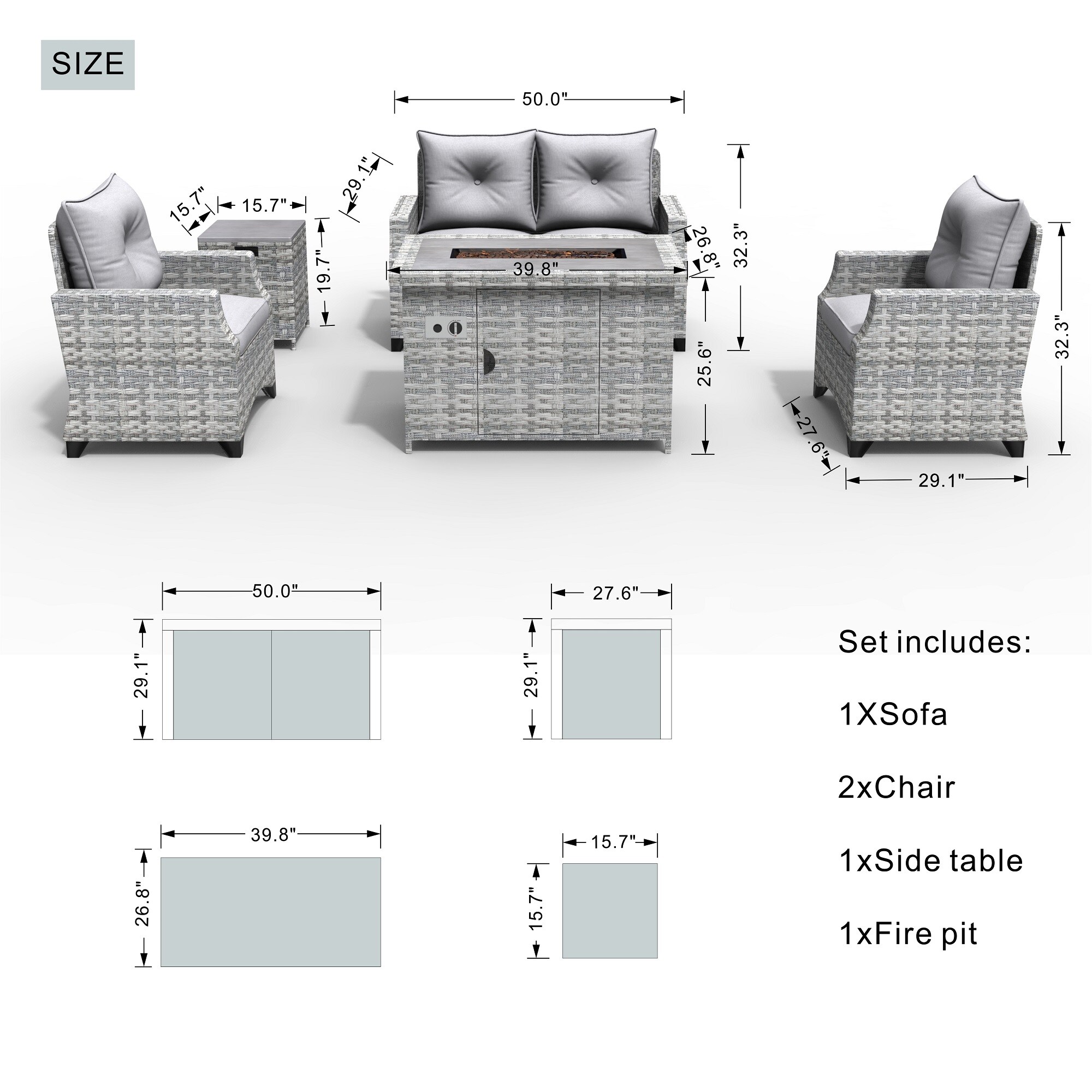 Moda Furnishings PAF-1801-H-RED Patio-Conversation-Sets - View #2
