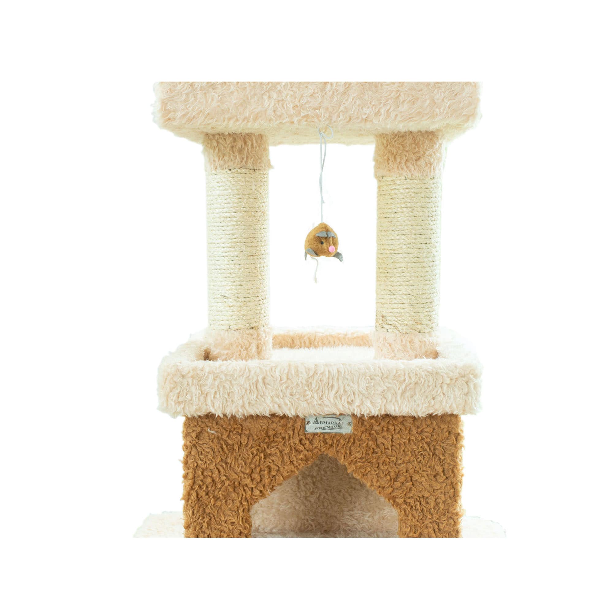 83-Inch Beige and Brown Faux Fur Cat Tree Tower