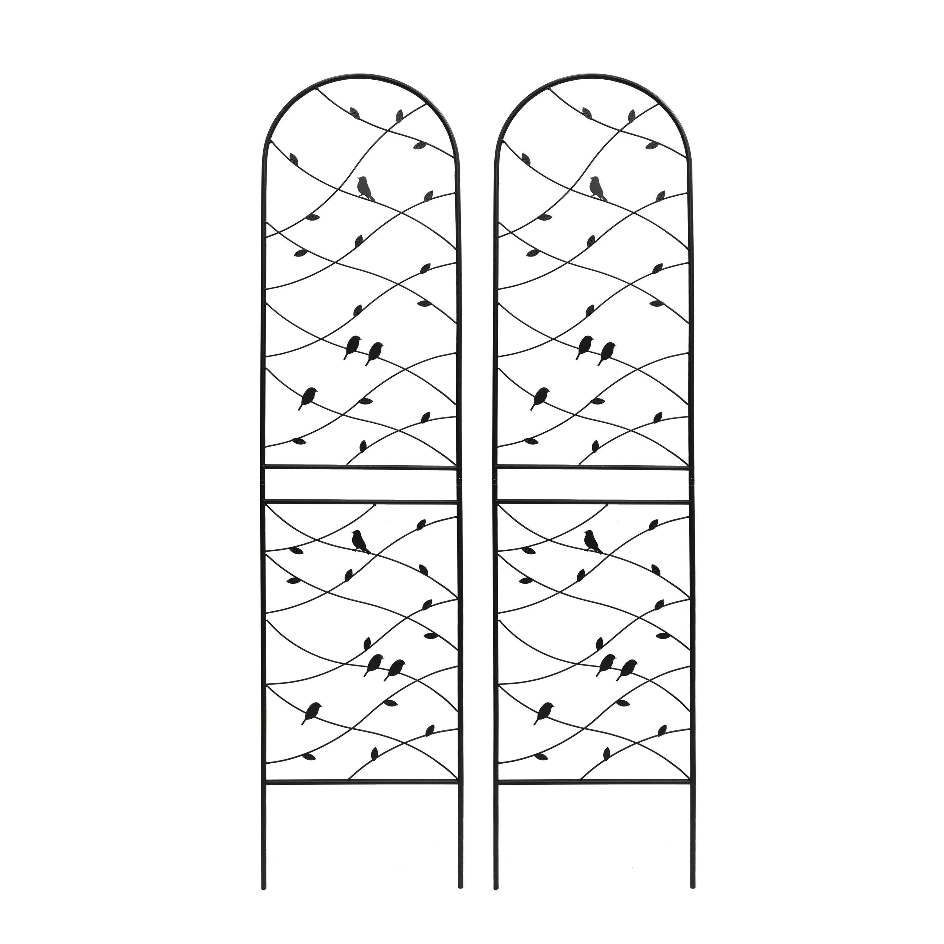 AHIOU HOME ZAAHG-P268066GT Newak 19.7-in W x 86.7-in H Black Iron Garden Trellis For Climbing Plants For Cucumbers For Roses For Tomatoes 2 -Pack