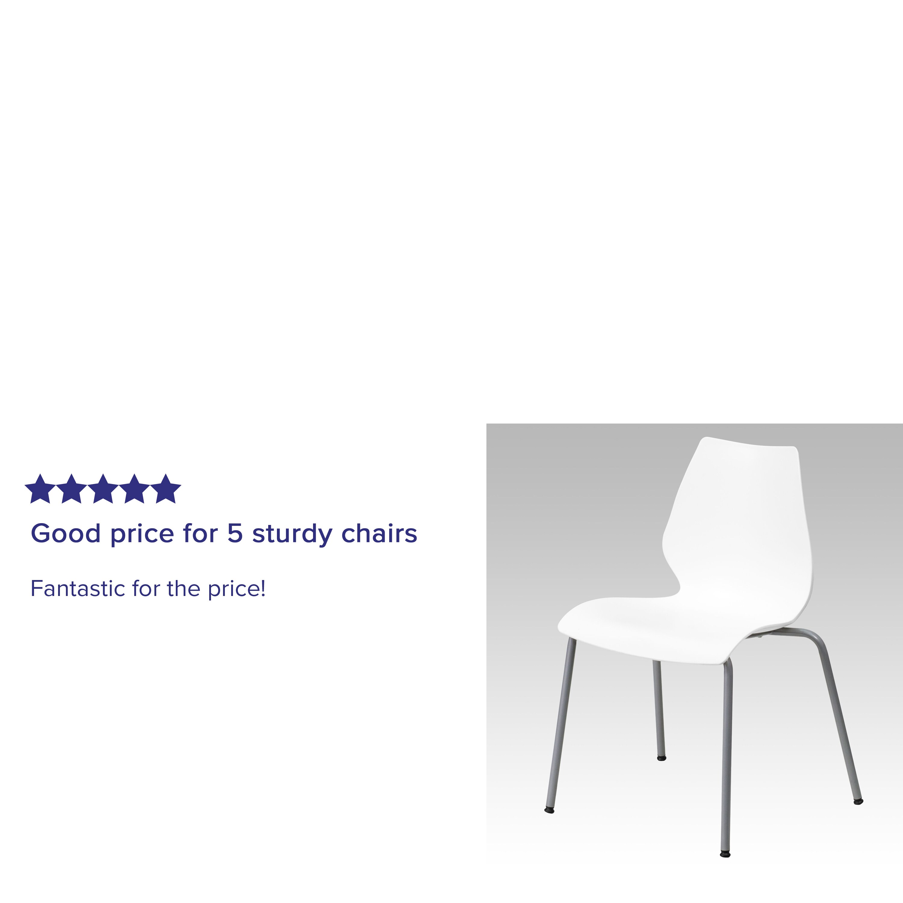 Lumbar-Support White & Silver Metal Stackable Chair