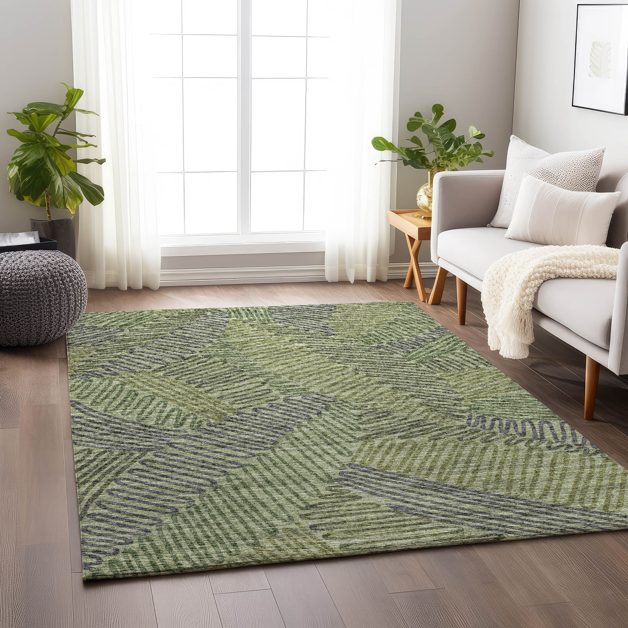 Addison Rugs AMF117GN30X46 Mayfield AMF117GN 2 x 3 (ft) Loomed Polyester Green Rectangular Indoor Geometric Machine washable Area rug