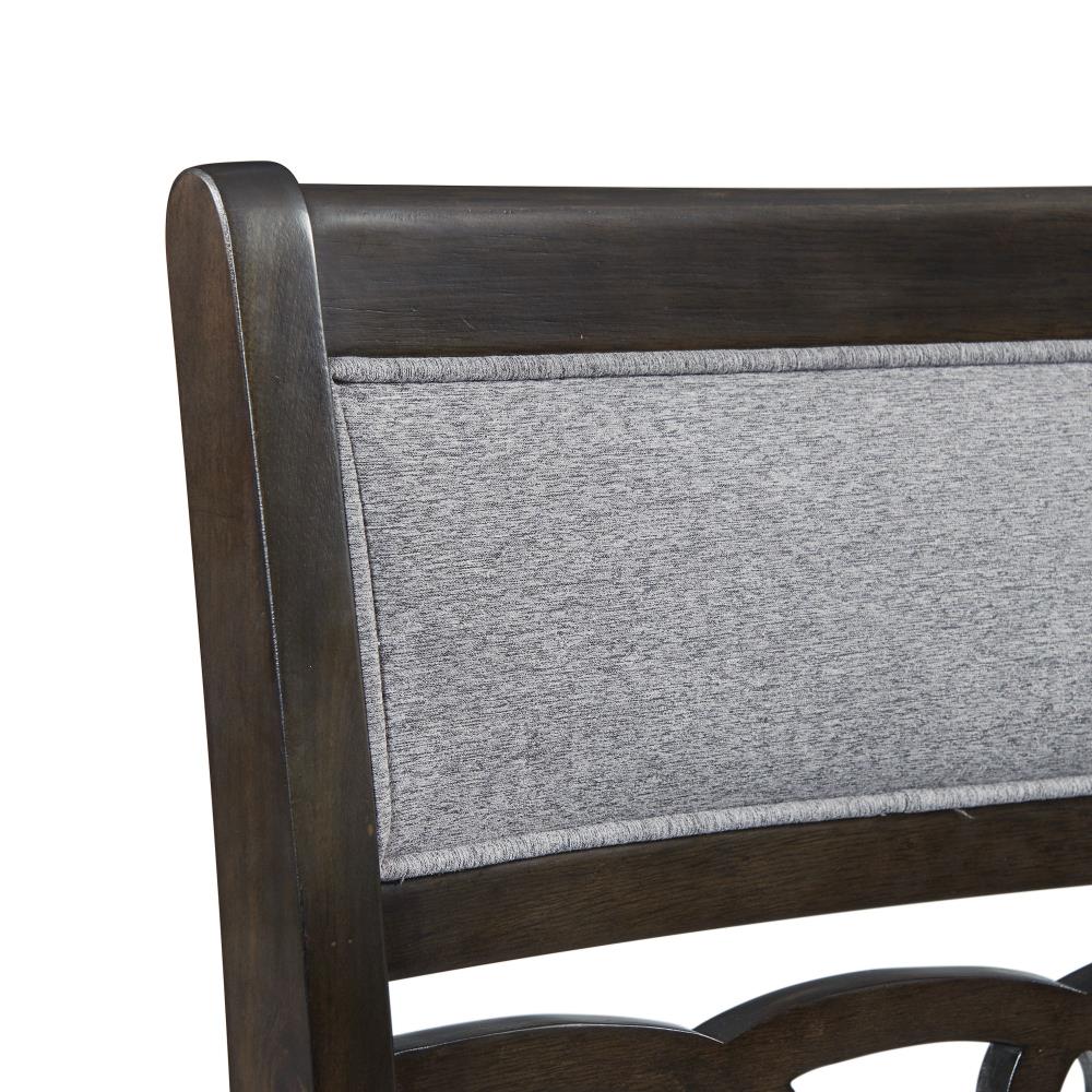 Walnut Counter Height Dining Set with Gray Upholstered Chairs