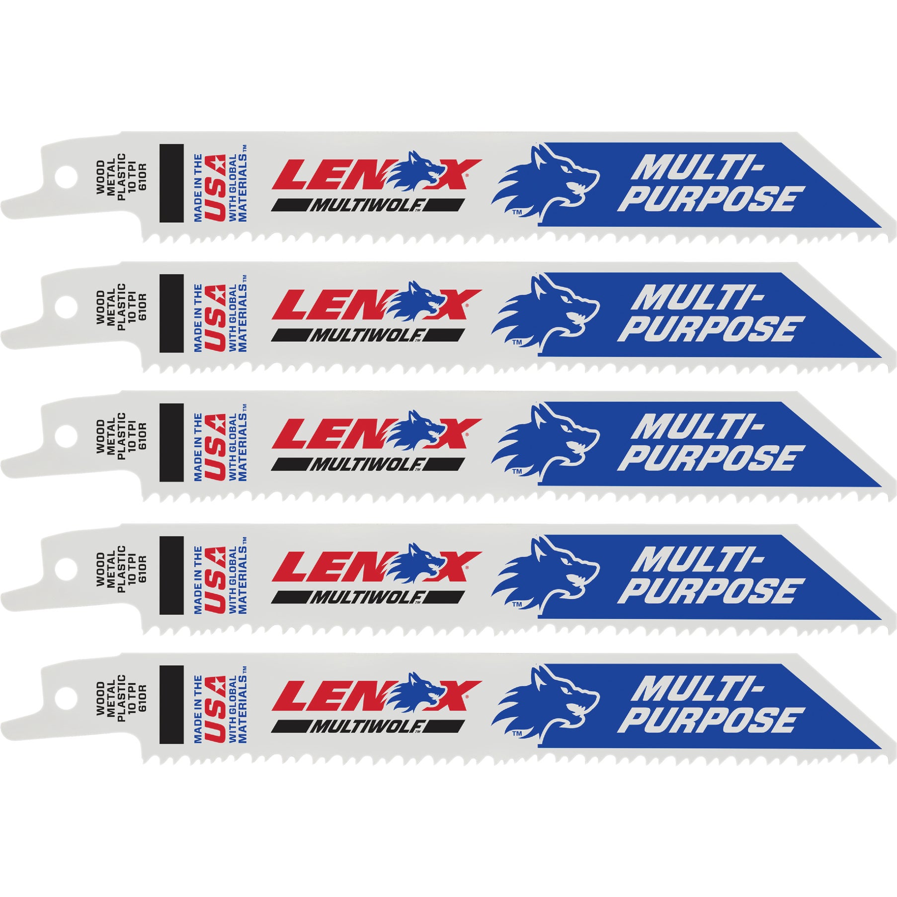 LENOX 20562610R 6 in Bi-Metal Reciprocating Blade 10/14 TPI Pack of 5 #20562610R0