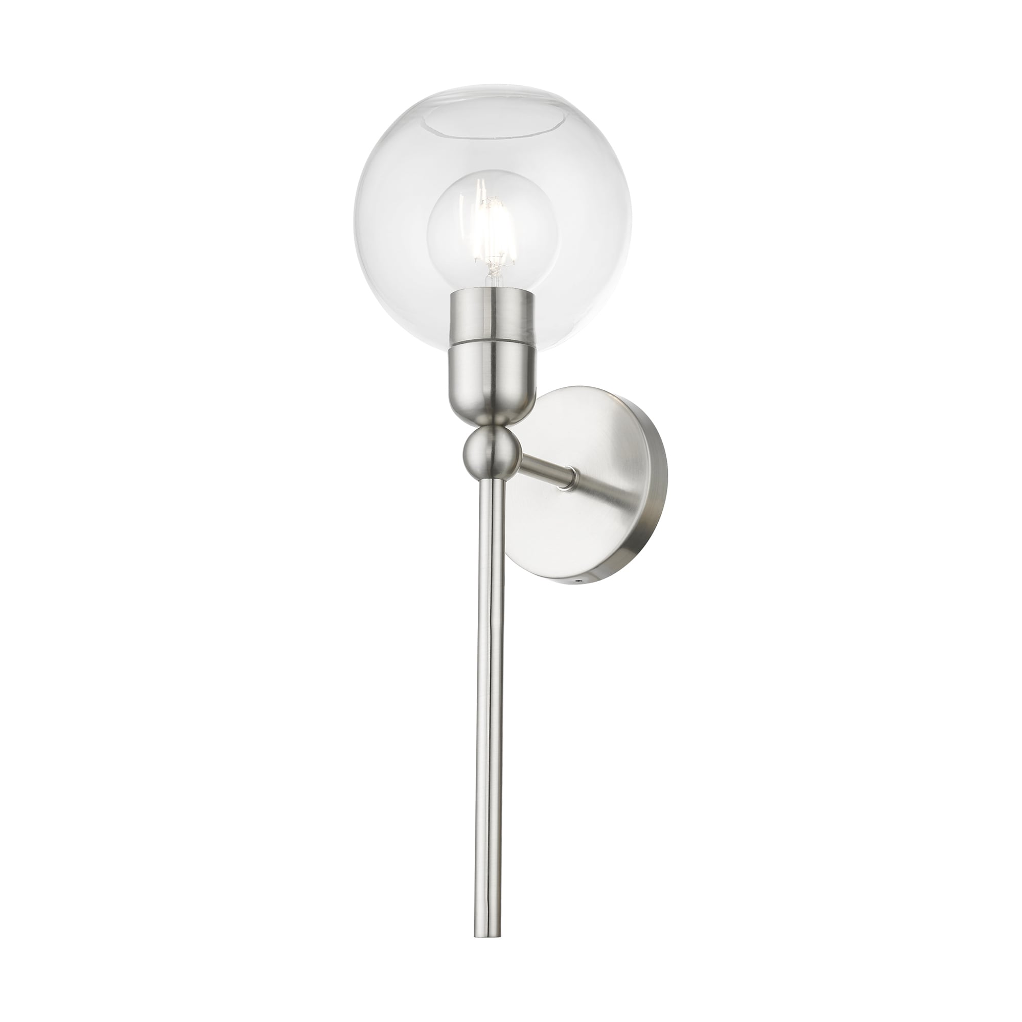 Downtown Elegance Brushed Nickel Wall Sconce with Clear Glass Shade