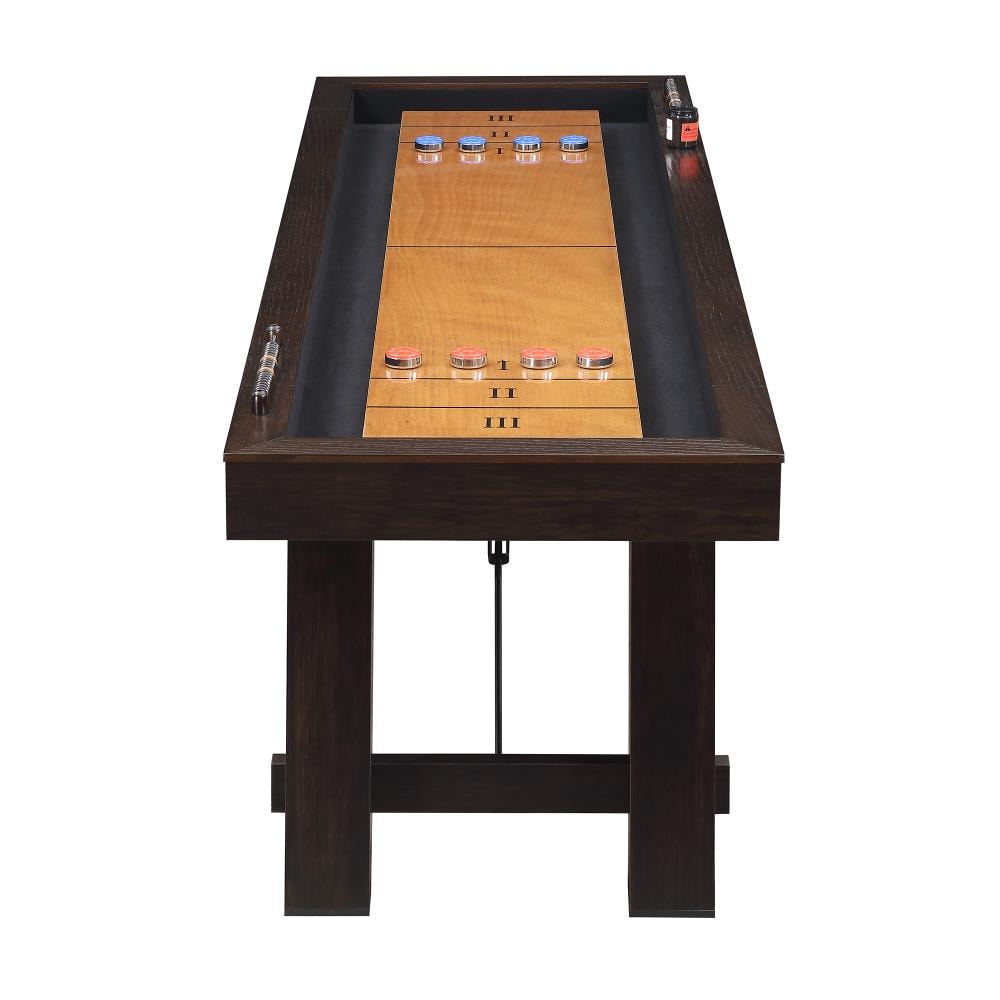 Asher Brown Spruce Veneer Shuffleboard Table with Solid Wood Legs
