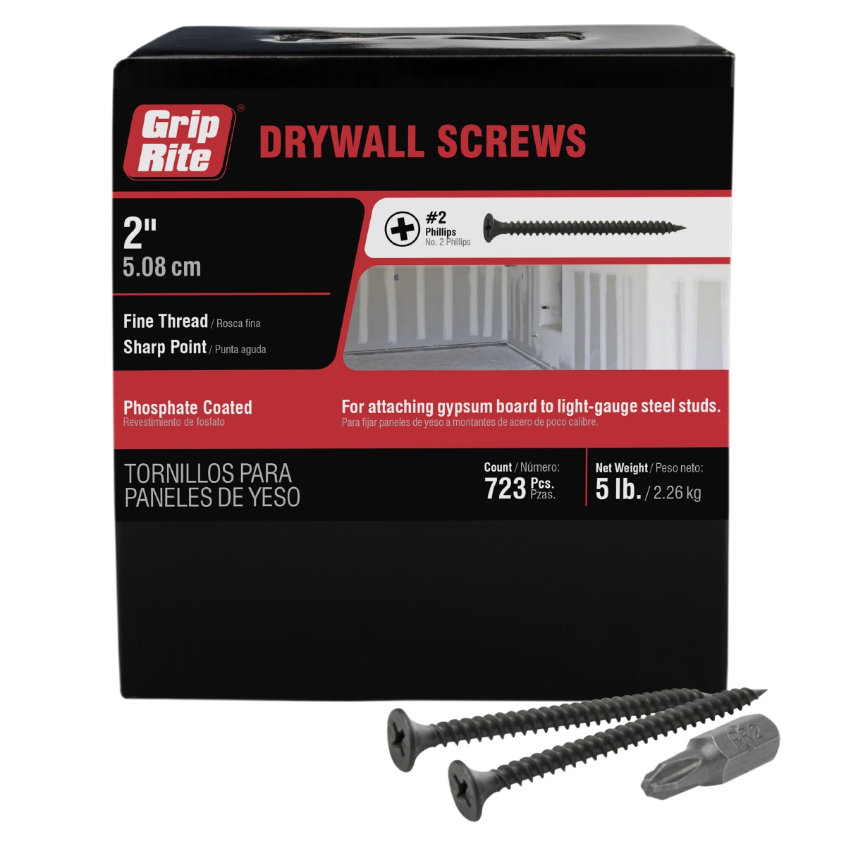 Grip-Rite 2DWS5 #6 x 2-in Bugle Fine Thread Drywall Screws 5-lb ( 723 -Pack )