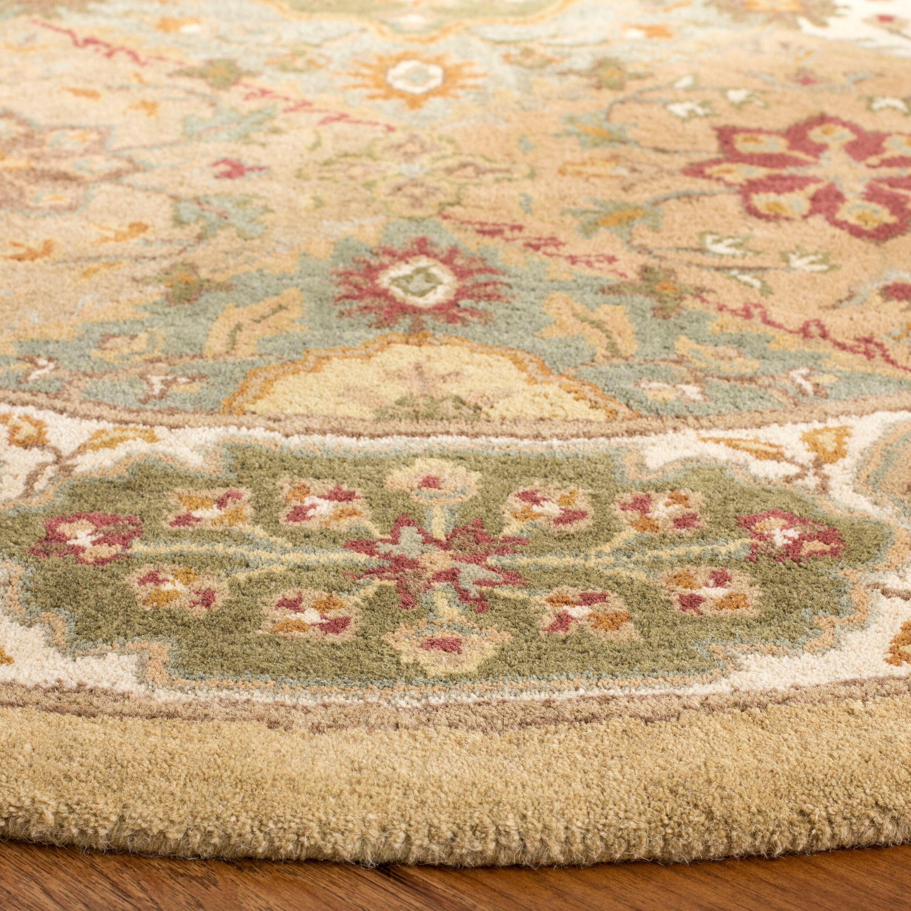 Elegant Ivory Wool 6' Round Hand-Tufted Area Rug