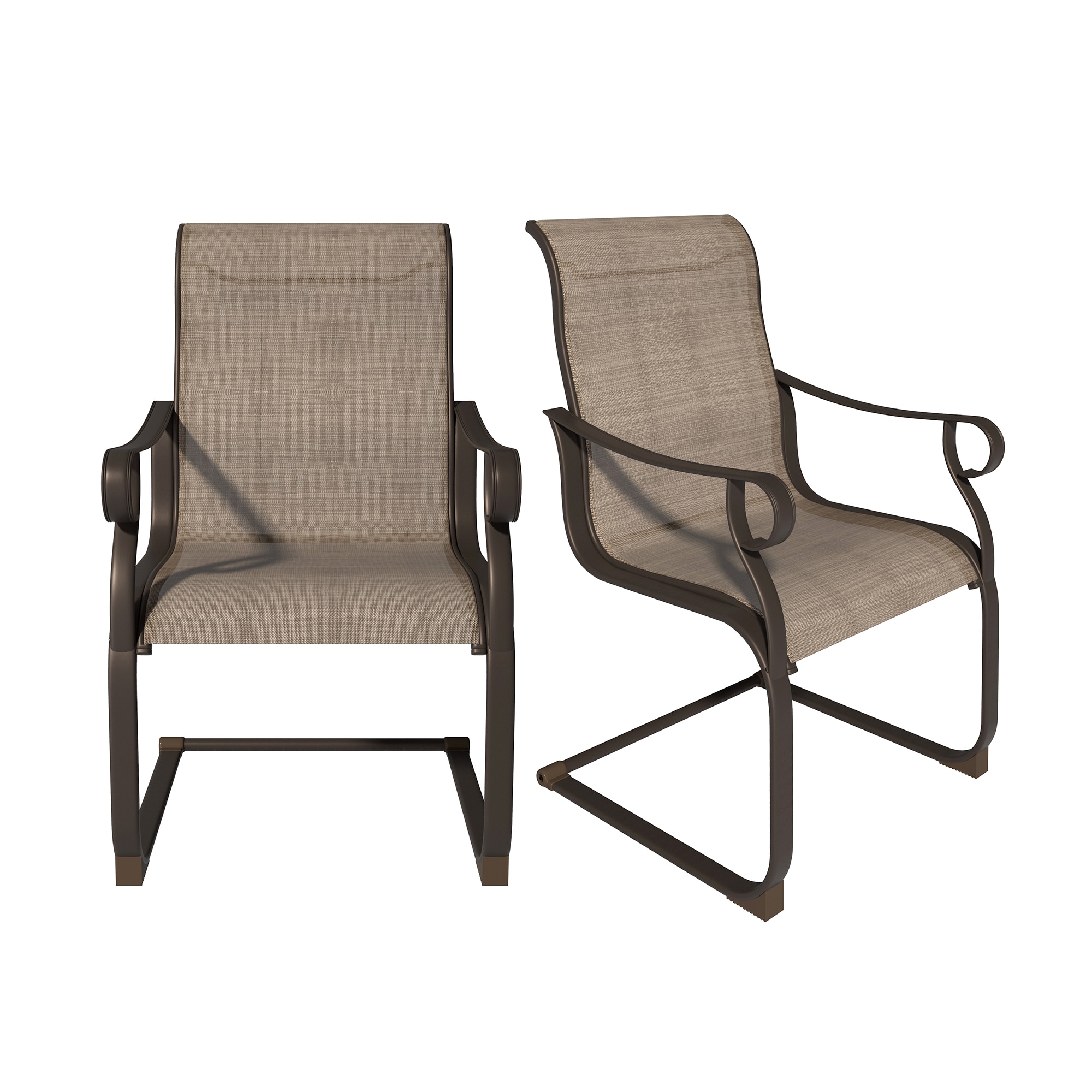 Clihome Patio Chairs Set of 2 Brown Steel Frame Dining Chair with Brown ...