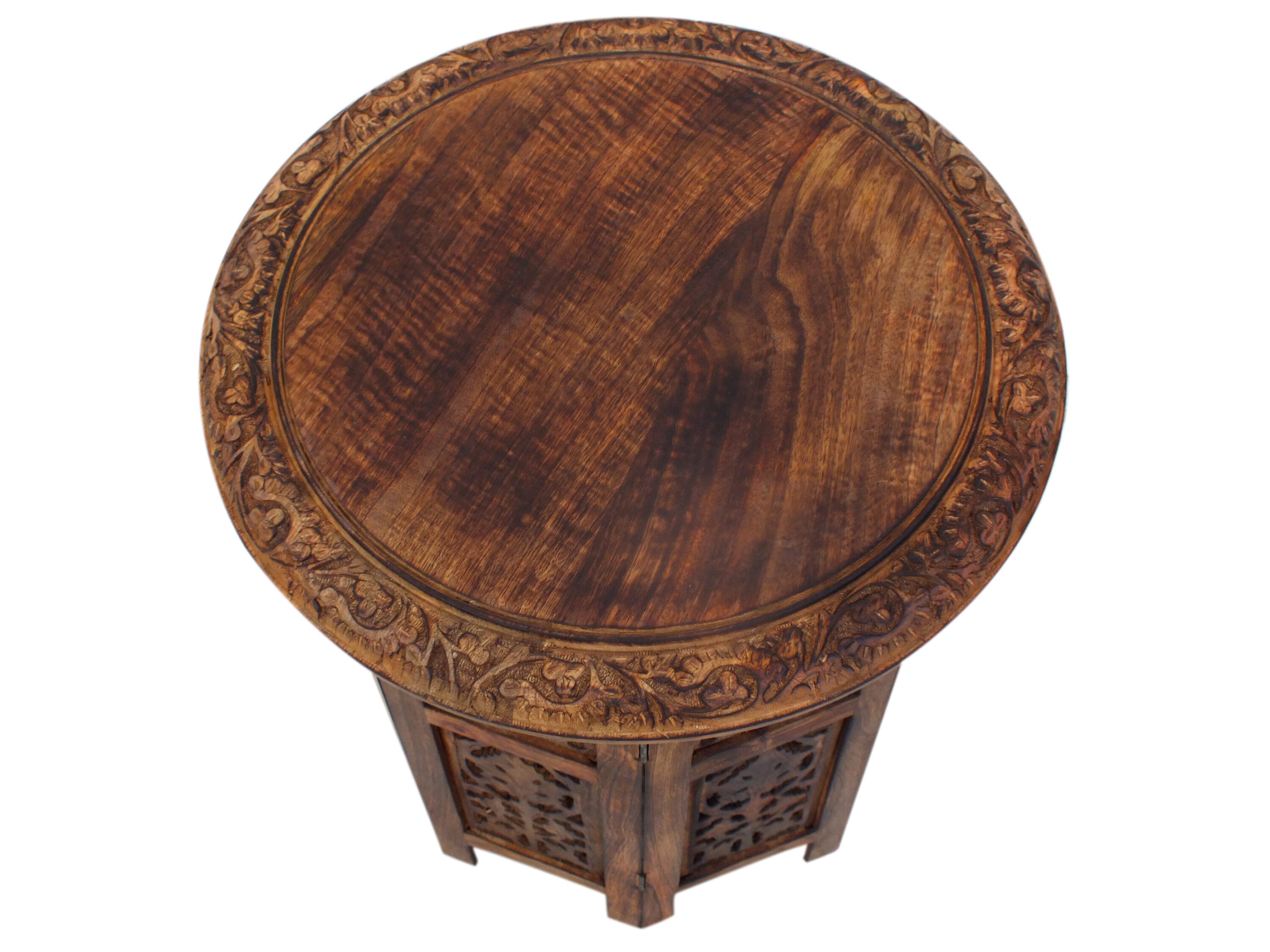 Elegant Dark Chocolate Mango Wood 18" Folding Accent Coffee Table