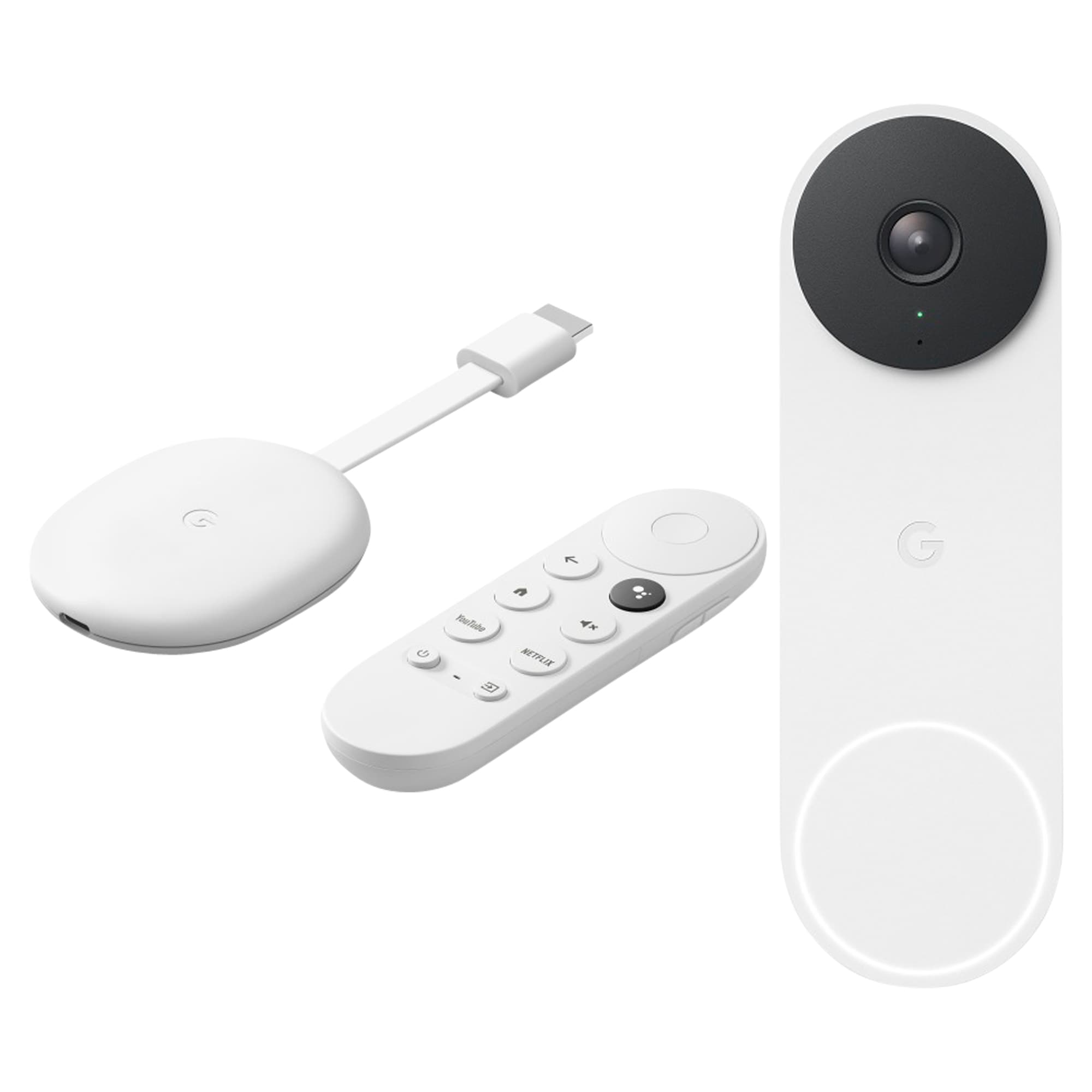 Shop Nest Doorbell Wired Smart Doorbell Security Camera in Snow + Chromecast with Google TV 4K in at Lowes.com