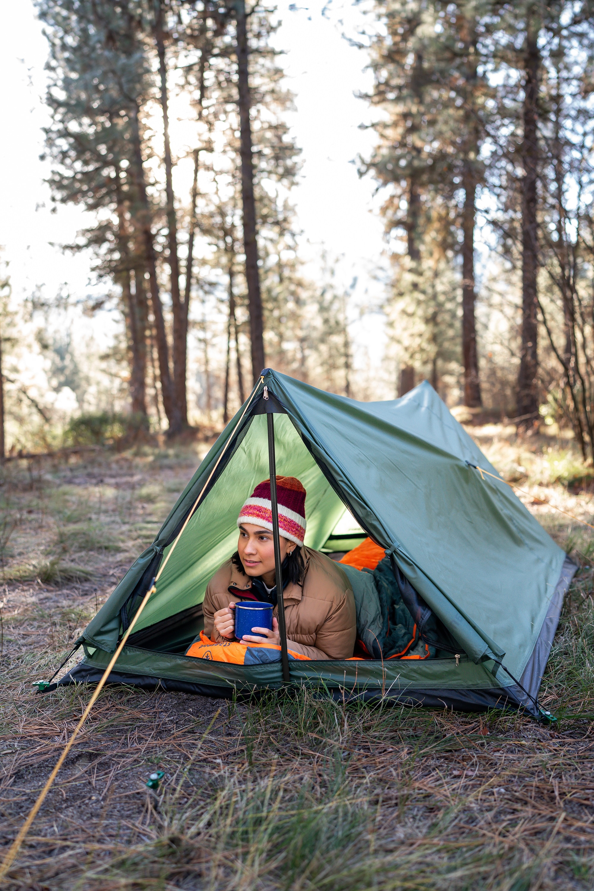 Forest Green 2-Person Three-Season Backpacking Tent with Carry Bag