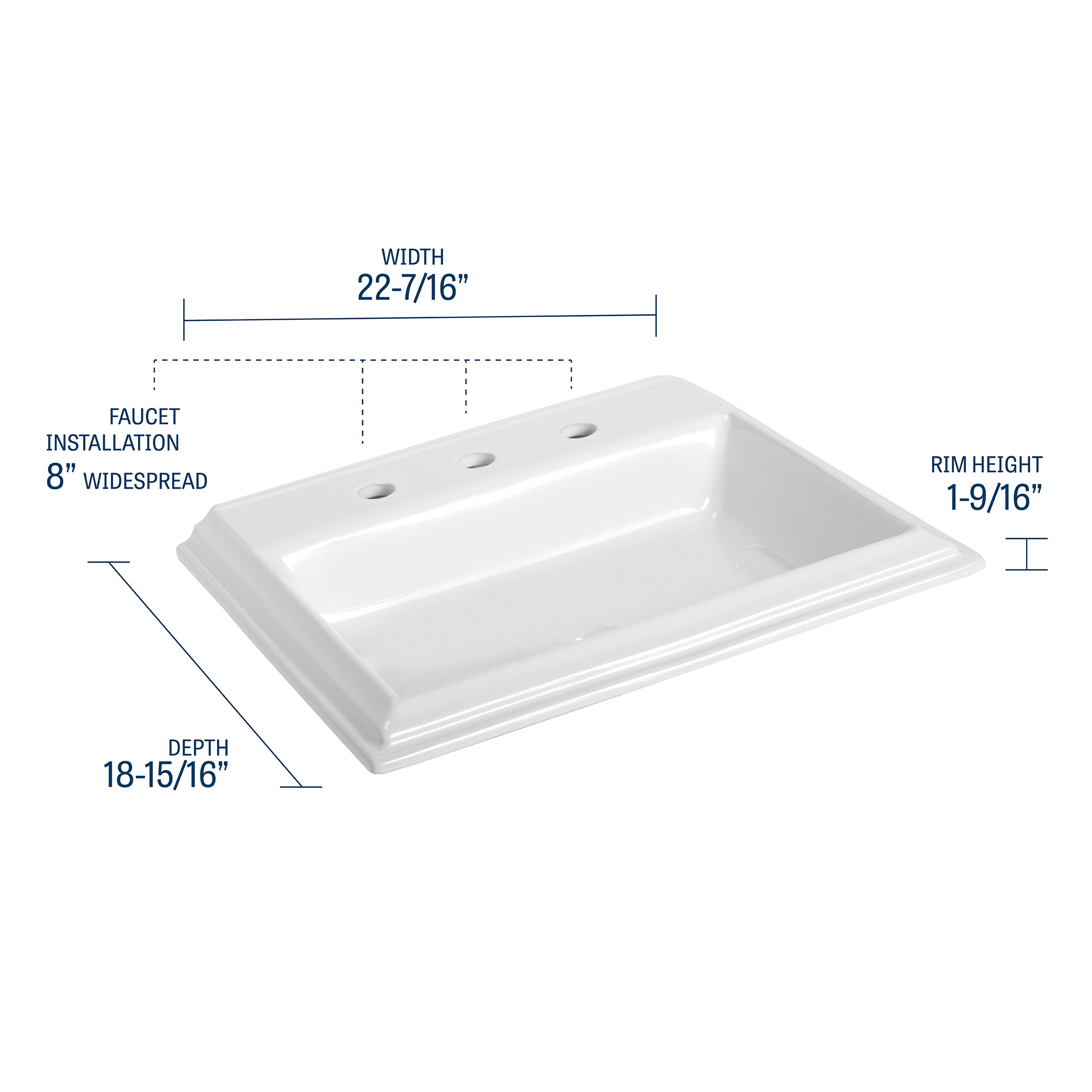 Mansfield Brentwood Vitreous China Drop-In Rectangular White Bathroom ...