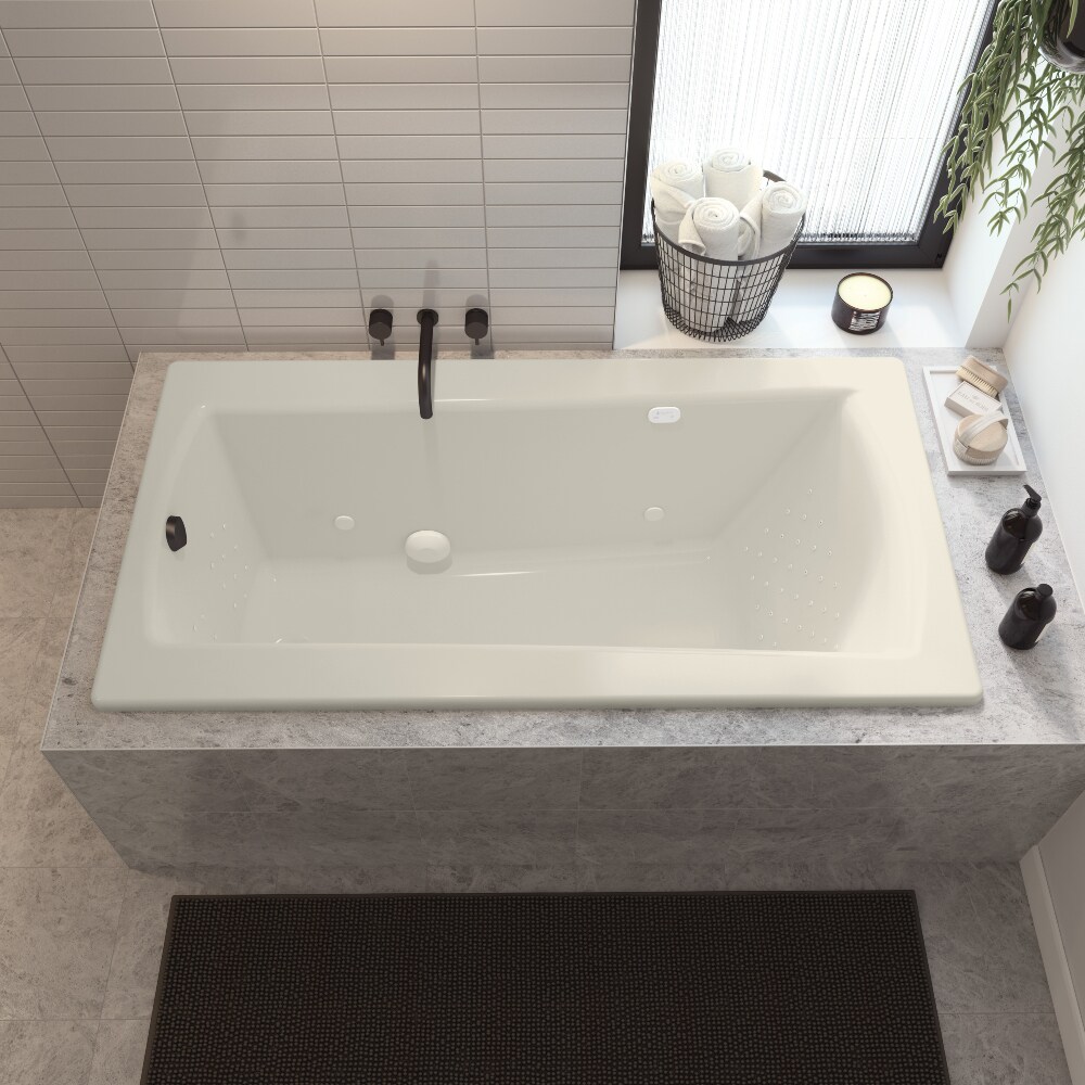 Boston DriftBath 32-in x 60-in Biscuit Acrylic Drop-In Drift Tub (Reversible Drain) in White | - Laurel Mountain 6032BDB-BI