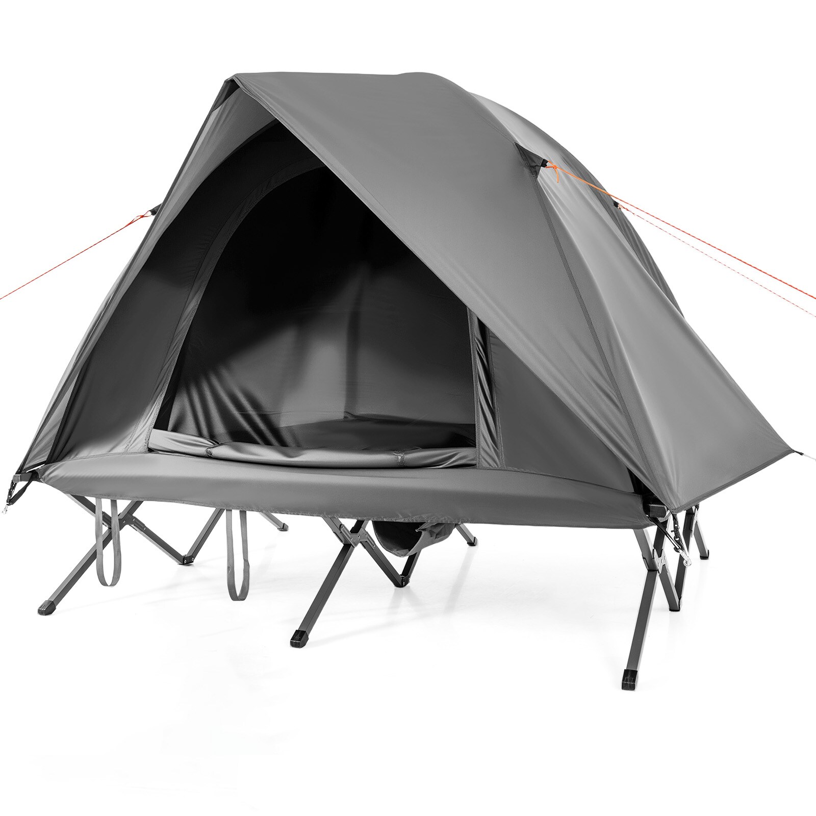 Slickblue - Green/Gray Camping Cot Tent with Skylight Roof and Screen Doors for Camping Hiking Fi...