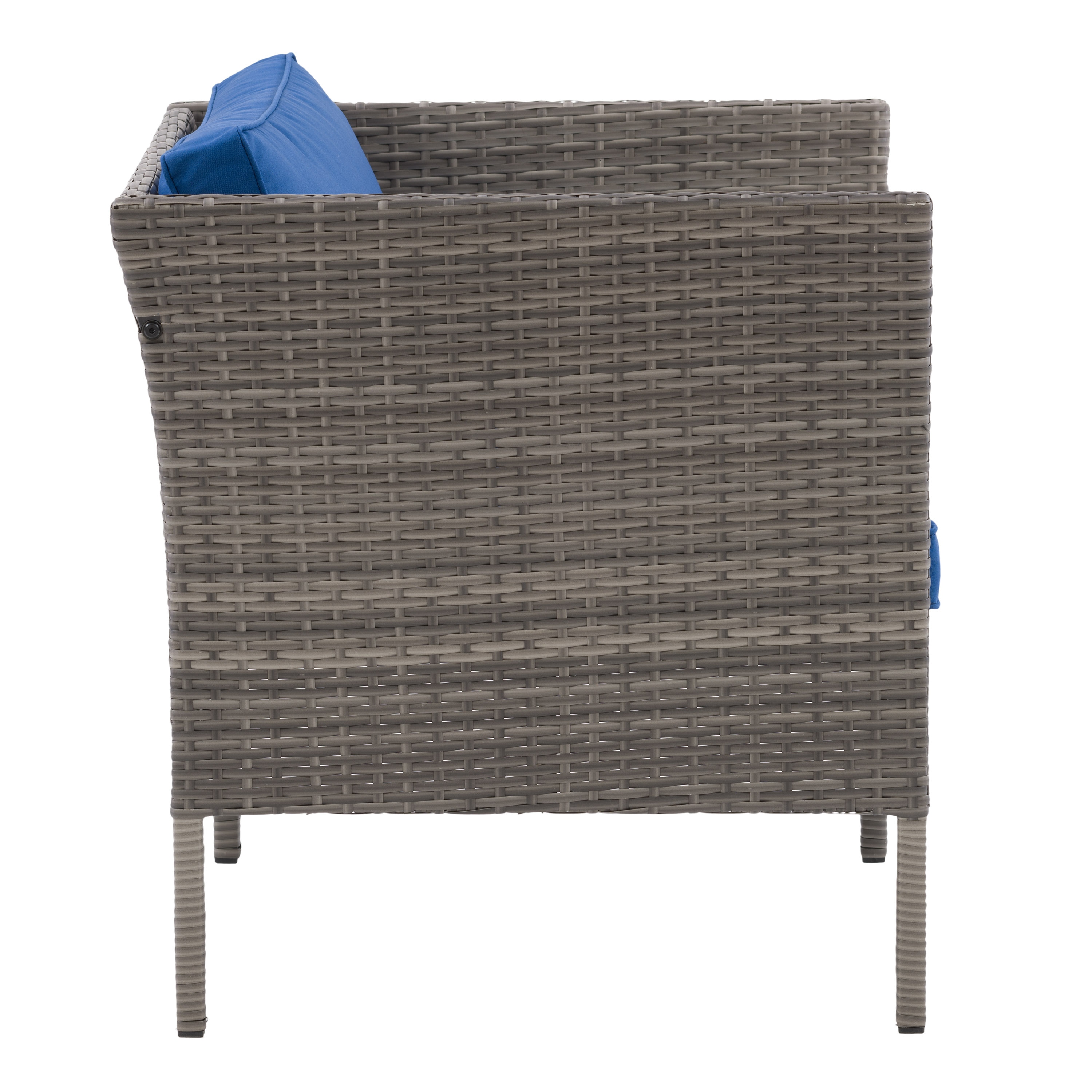 CorLiving 27'' Powder-Coated Steel Patio Armchair with Plush Blue Cushions