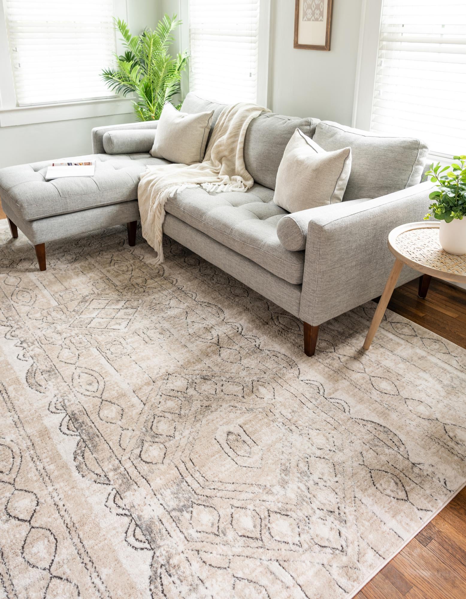 Unique Loom 3147174 Portland 6 x 9 (ft) Loomed Polypropylene Ivory Rectangular Indoor Stripe Area rug