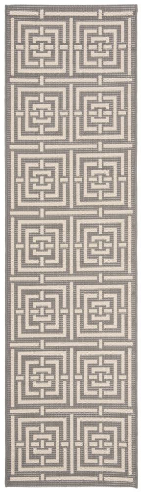 Safavieh CY6937-65-220 Courtyard Beacon 2 x 20 (ft) Loomed Polypropylene Gray/Cream Rectangular Indoor/Outdoor Geometric Coastal Runner rug